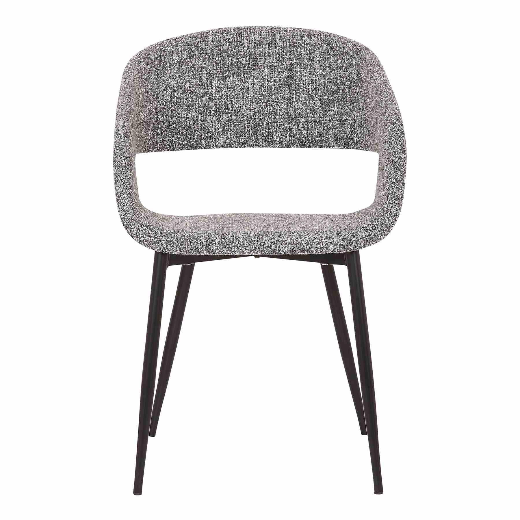 Jocelyn Mid-Century Gray Dining Accent Chair with Black Metal Legs - Image 2