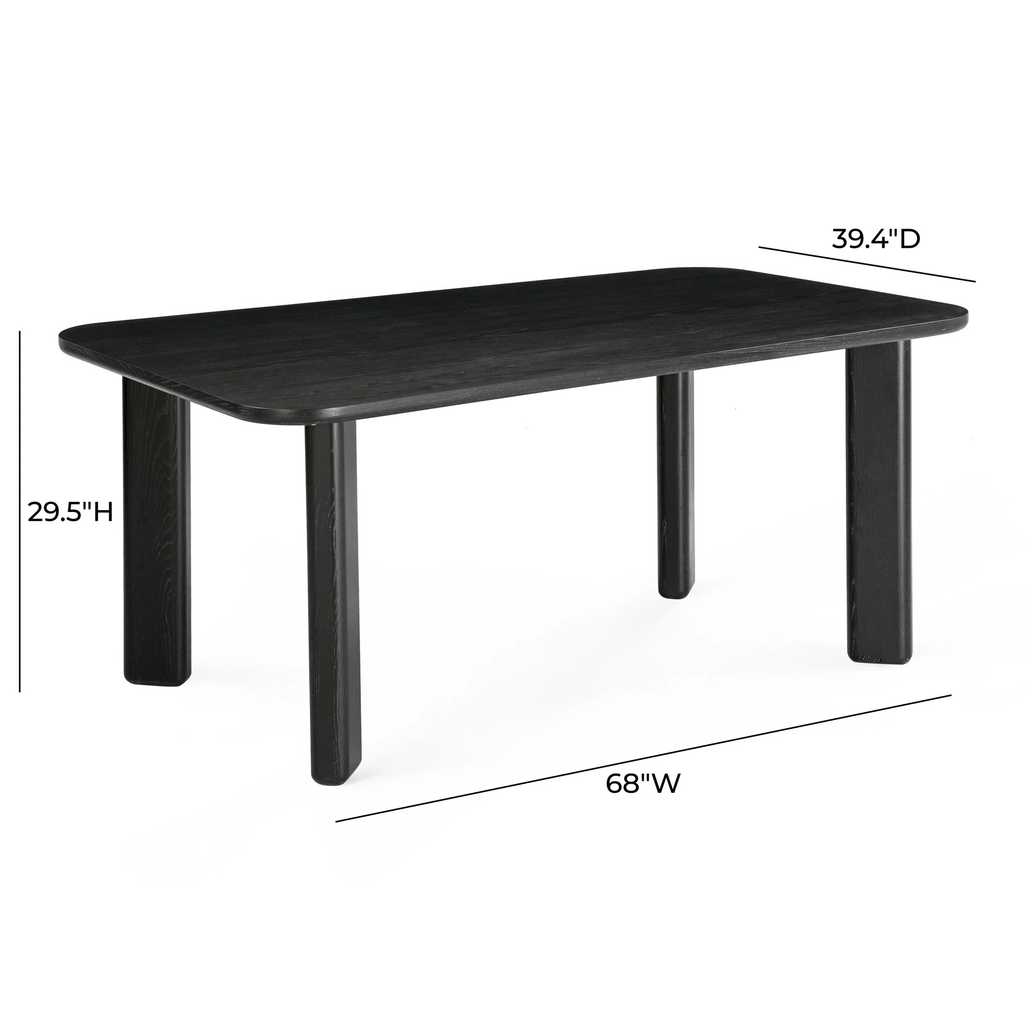 Jodie Black Ash 68" Rectangular Dining Table - Image 7