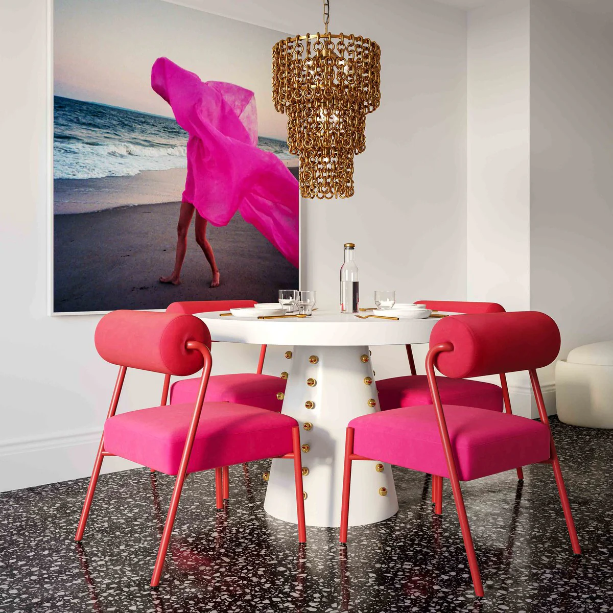 Jolene Hot Pink Velvet Dining Chair - Set of 2 - Image 2