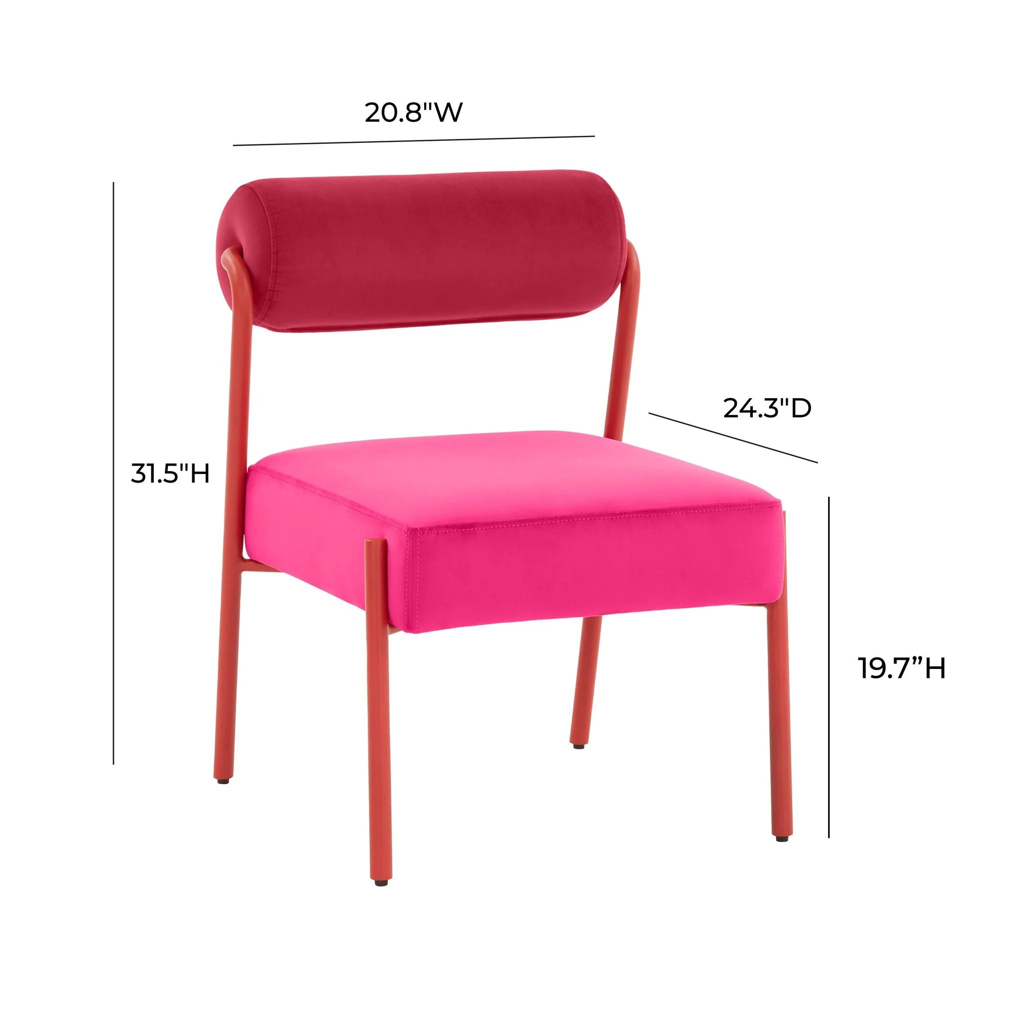 Jolene Hot Pink Velvet Dining Chair - Set of 2 - Image 7