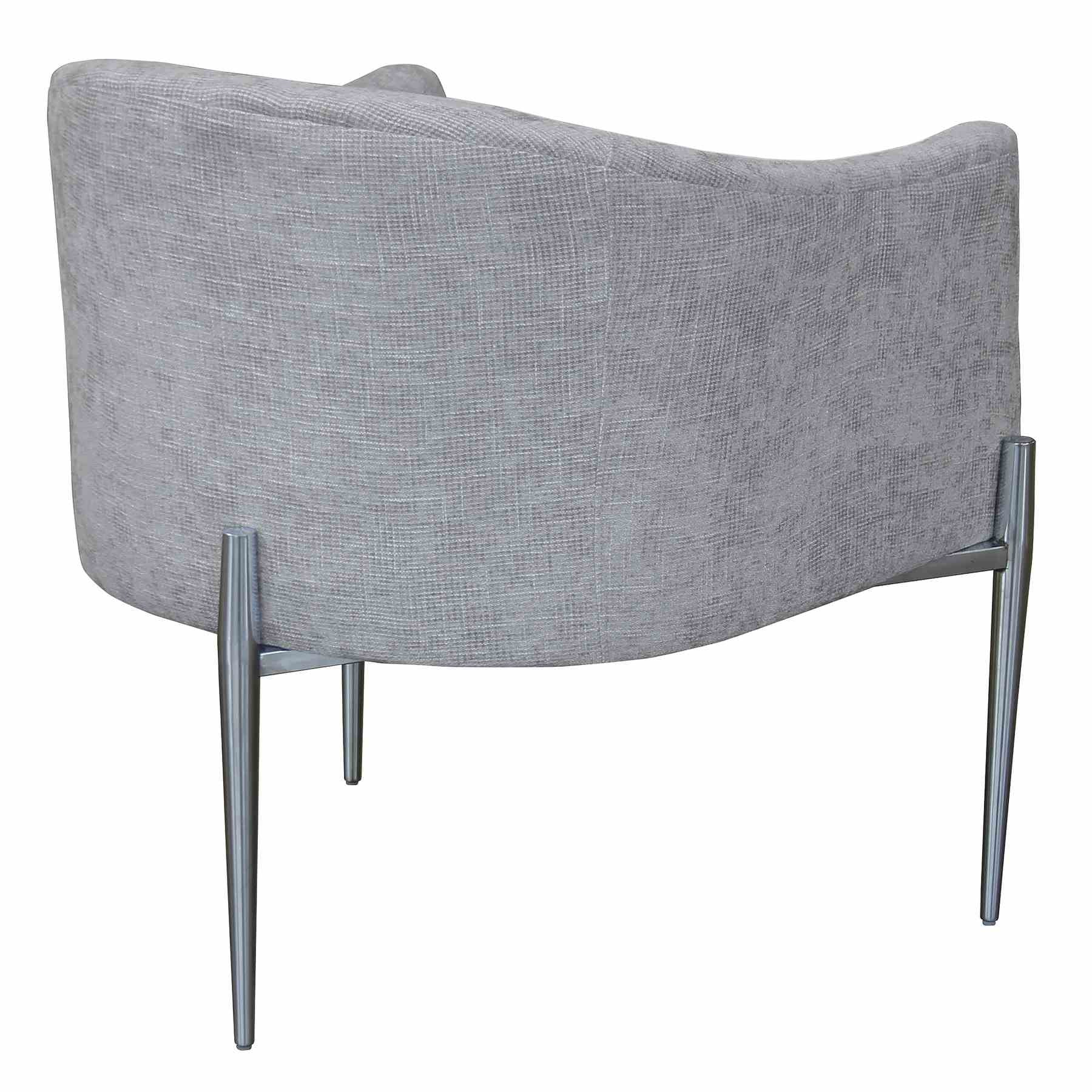 Jolie Contemporary Accent Chair in Polished Stainless Steel Finish and Silver Fabric - Image 2