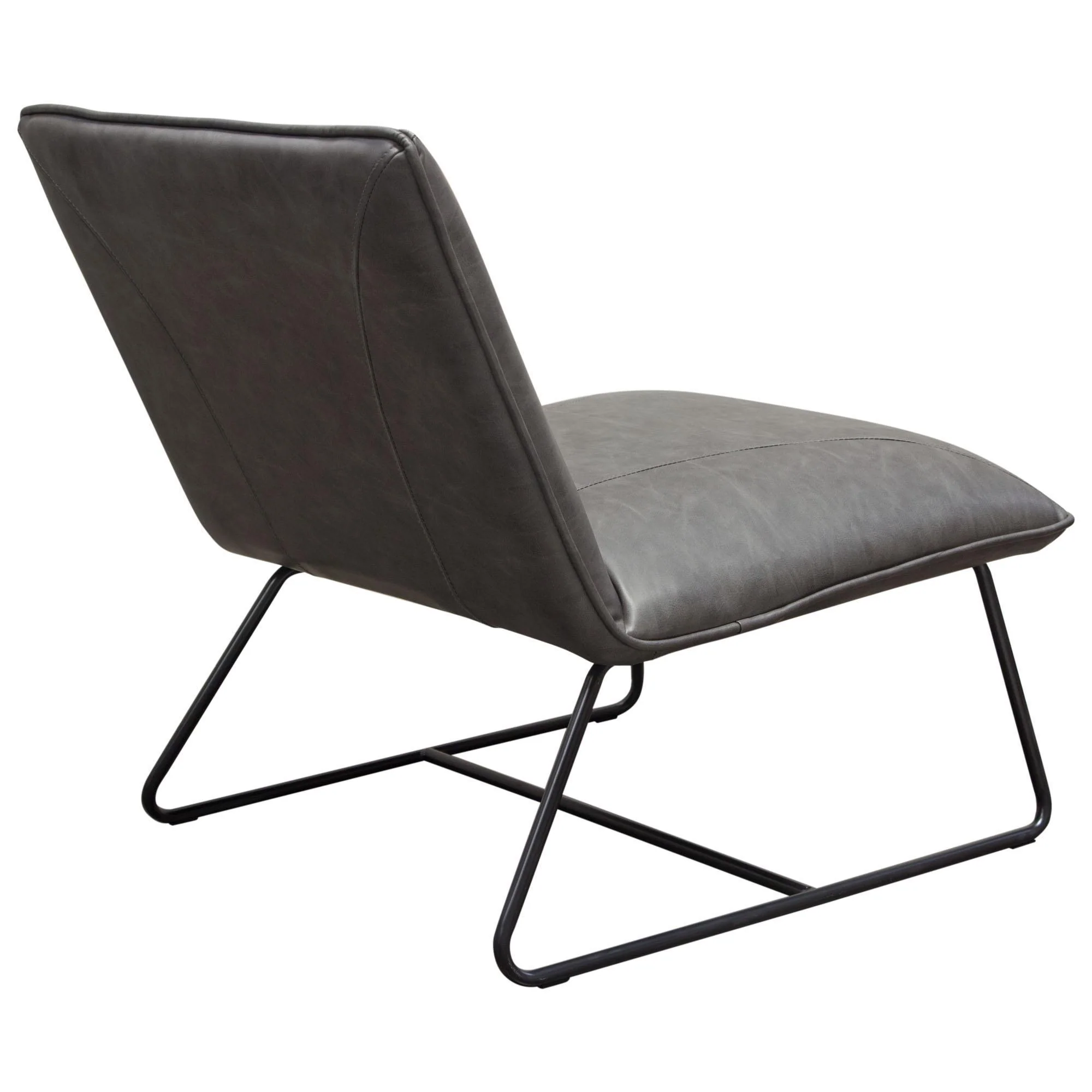 Jordan Armless Accent Chair in Weathered Grey Leatherette with Black Metal Base by Diamond Sofa - Image 6