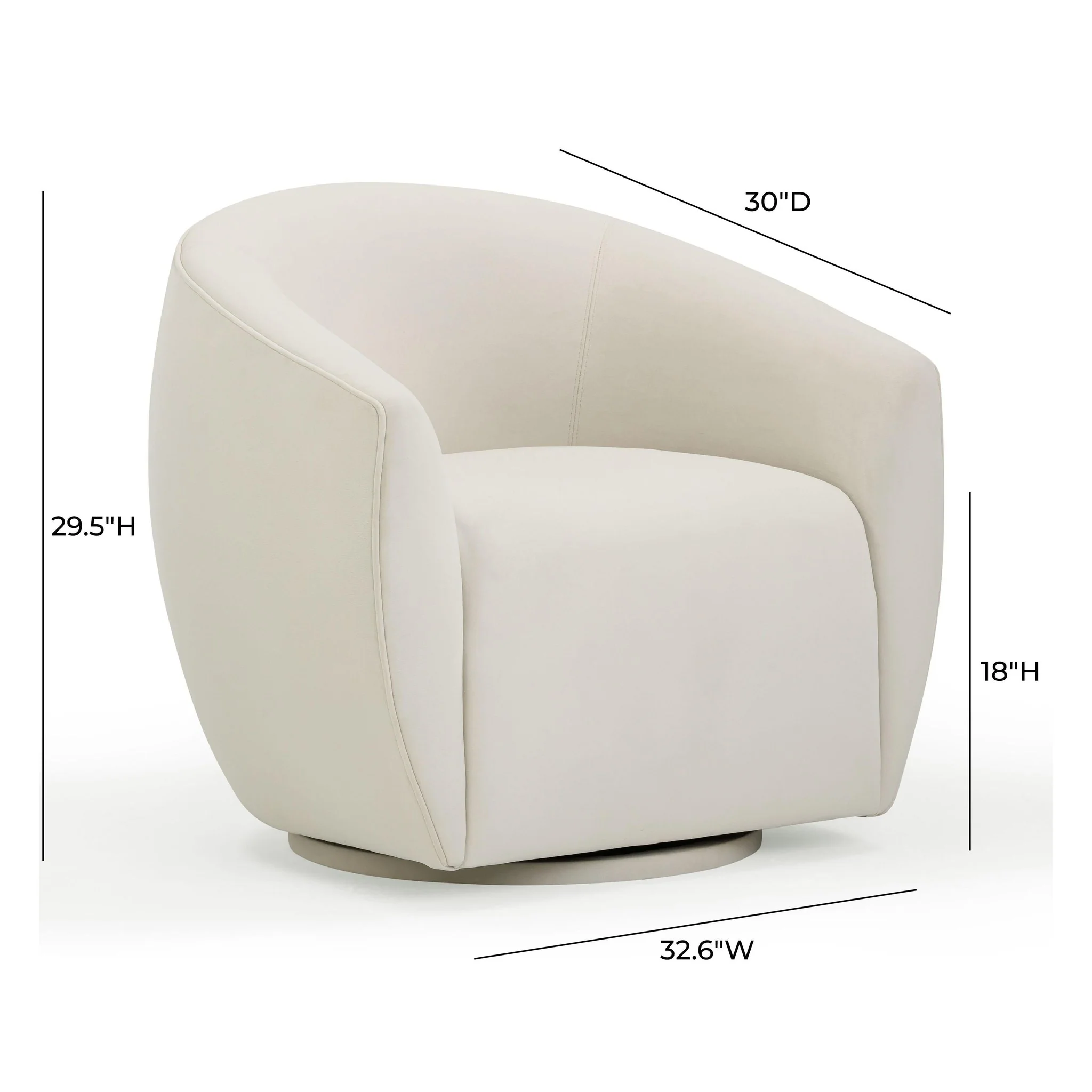 Jordan Cream Velvet Swivel Chair - Image 6