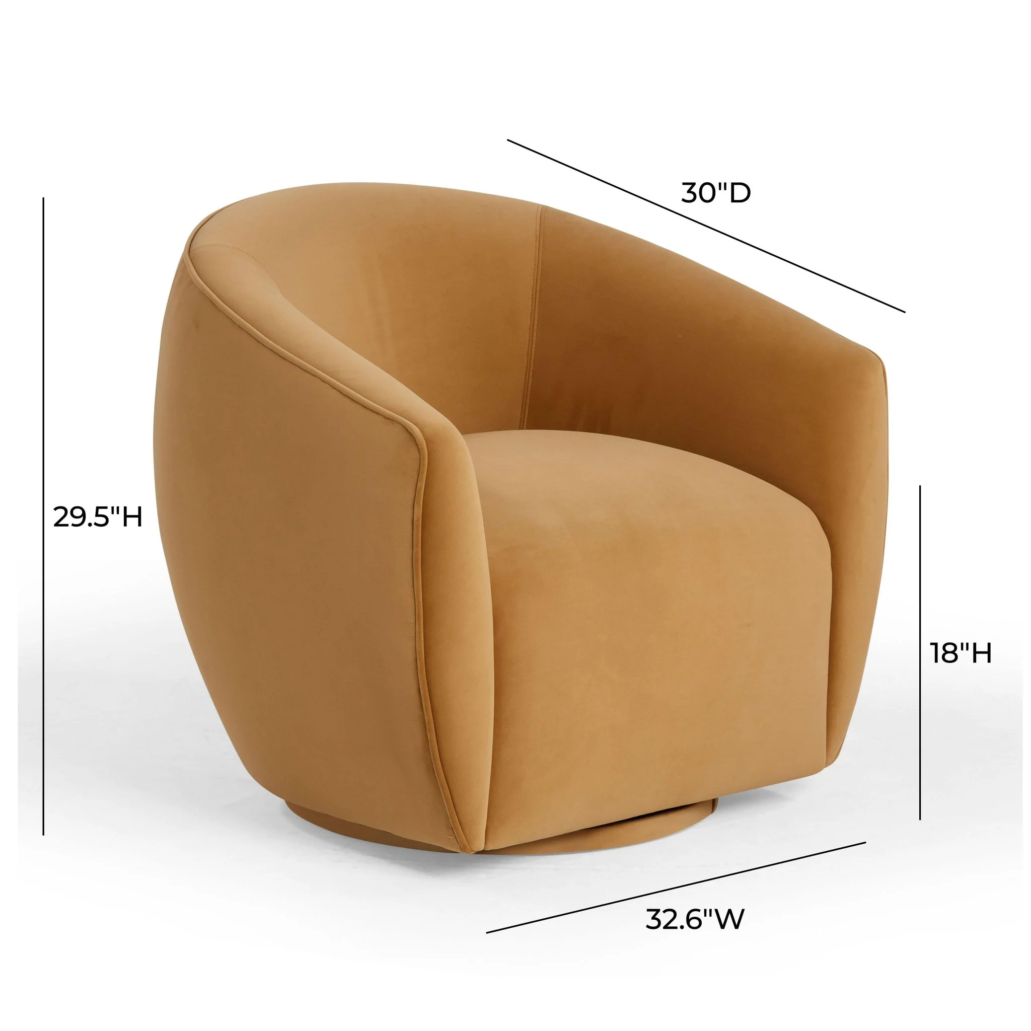 Jordan Tan Velvet Swivel Chair - Image 6
