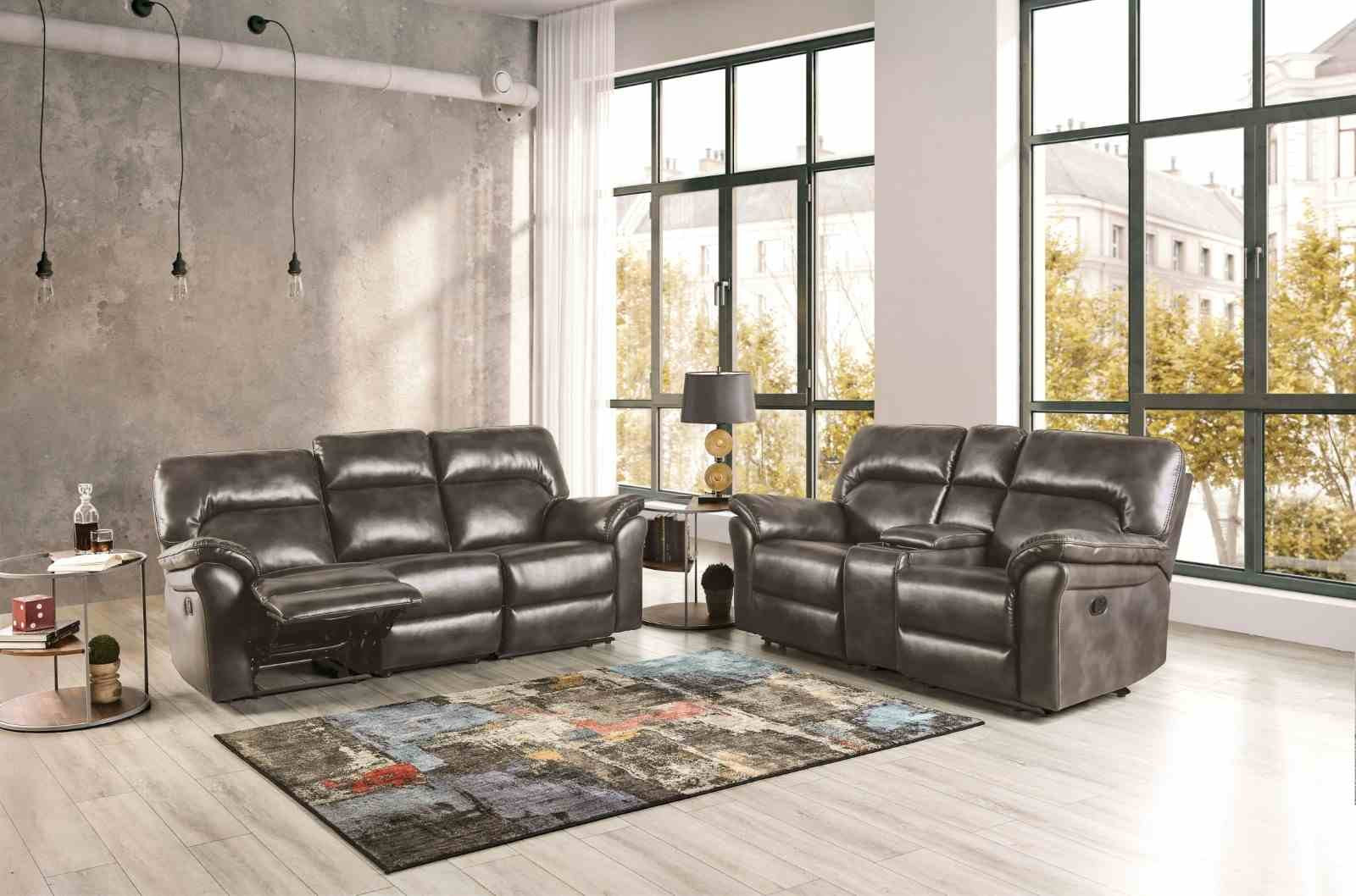 Josias Sofa, Dark Gray Leatherette - Image 2