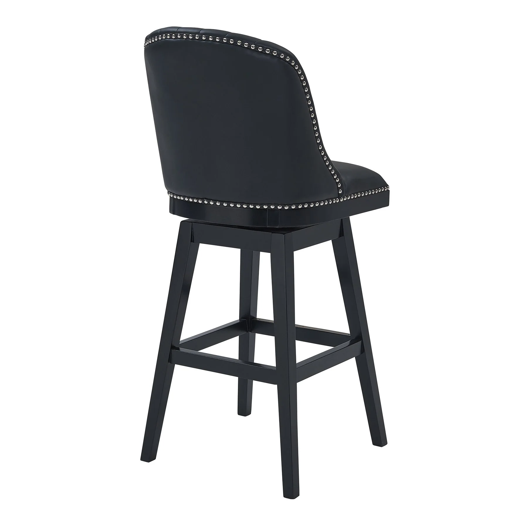 Journey 26" Counter Height Swivel Black Faux Leather and Black Wood Bar Stool - Image 3