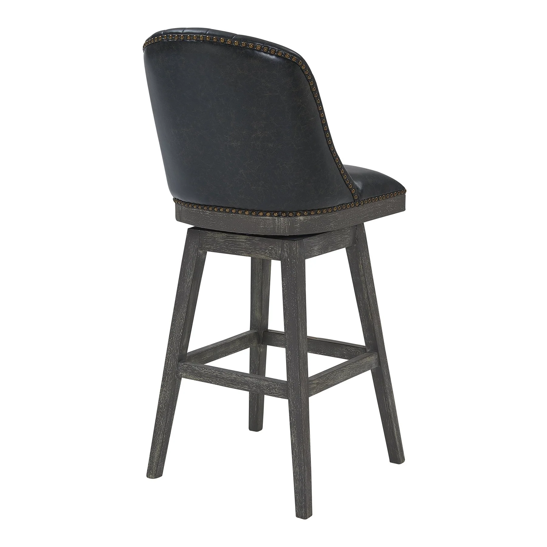 Journey 26" Counter Height Swivel Brown Onyx Faux Leather and American Gray Wood Bar Stool - Image 3