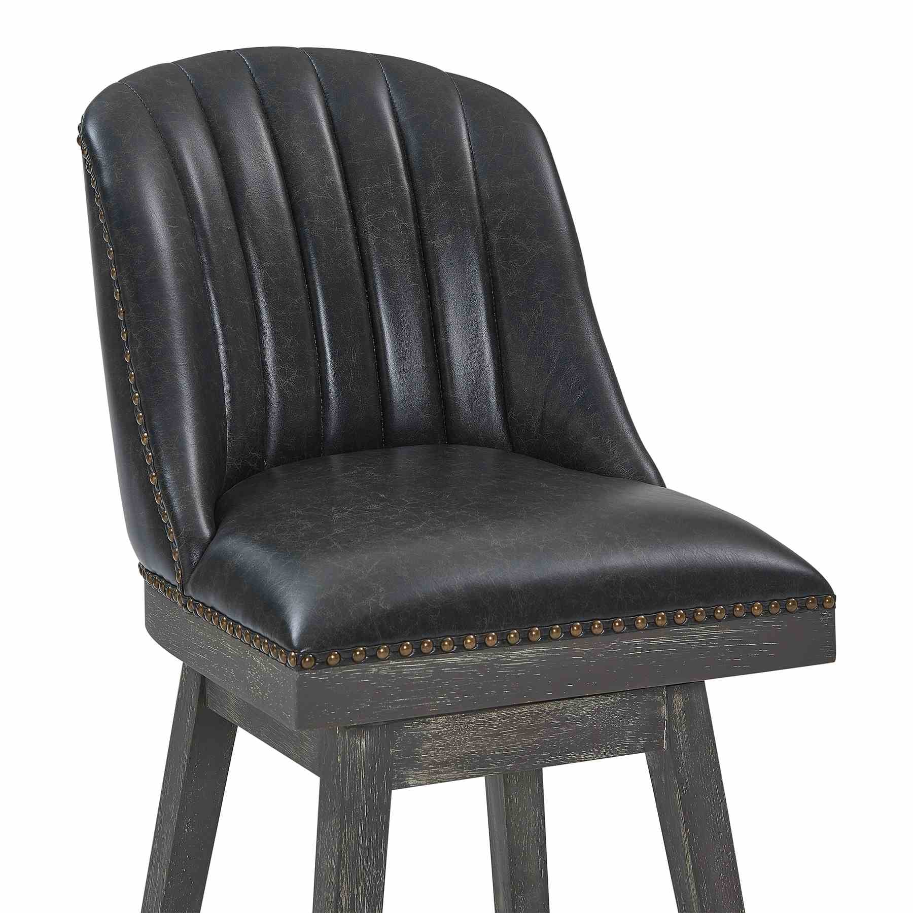 Journey 26" Counter Height Swivel Brown Onyx Faux Leather and American Gray Wood Bar Stool - Image 4