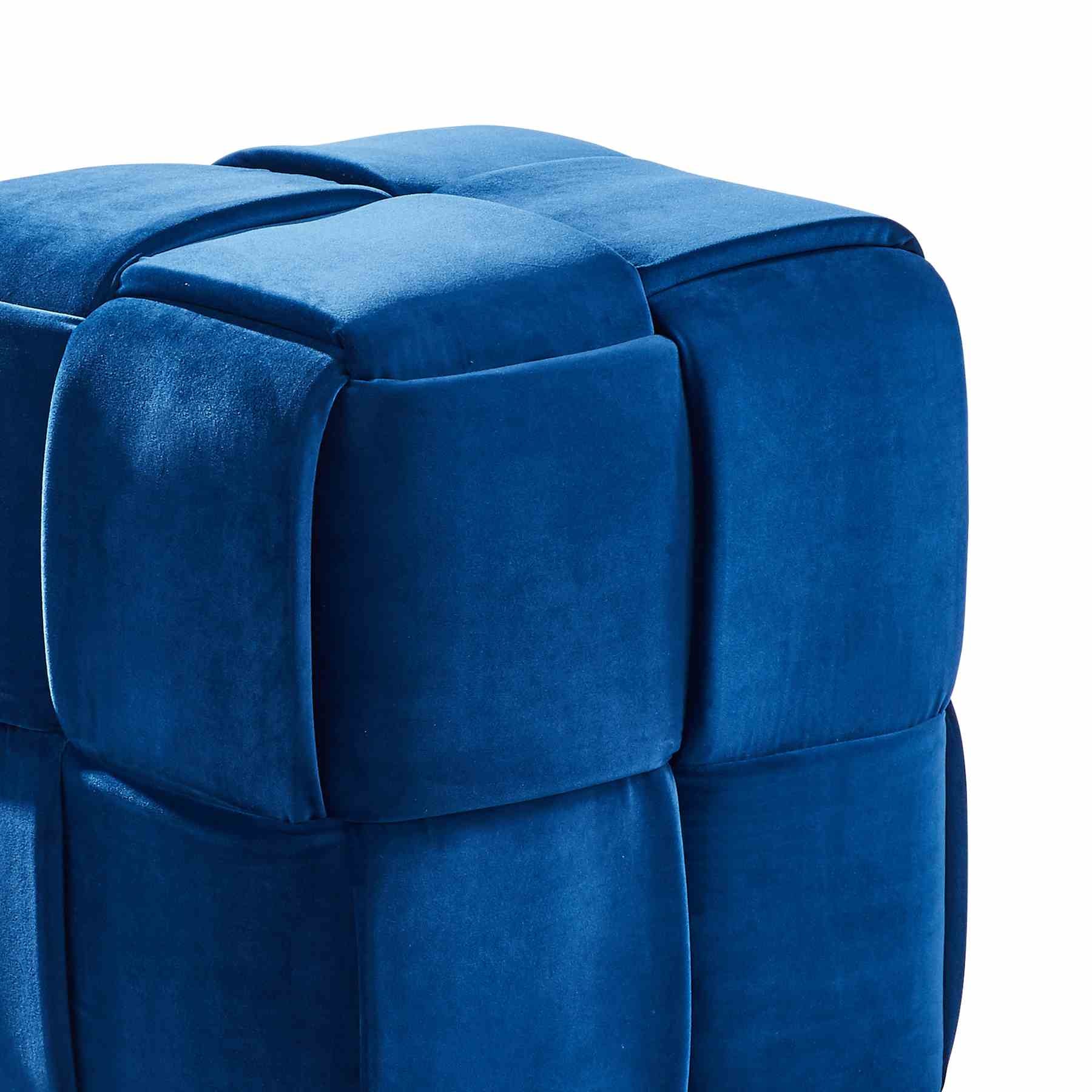 Joy Contemporary Short Ottoman in Blue Velvet - Image 2