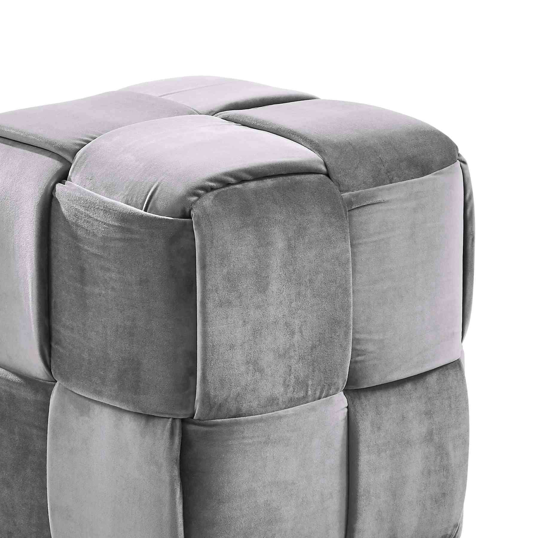 Joy Contemporary Short Ottoman in Gray Velvet - Image 2
