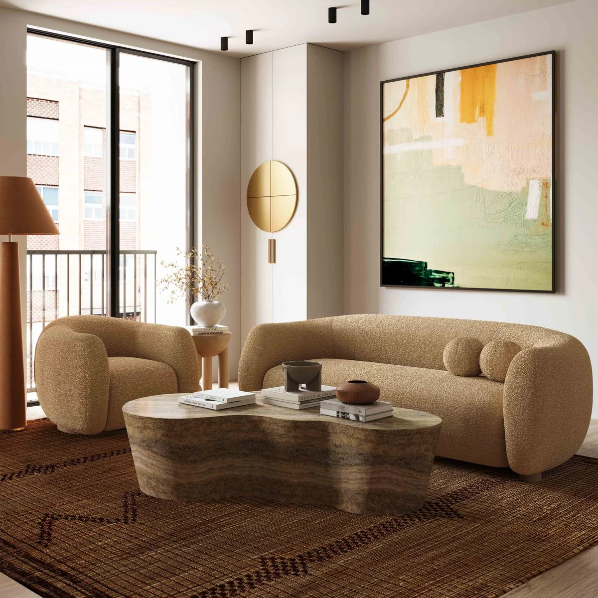 Judy Honey Boucle Sofa - Image 2