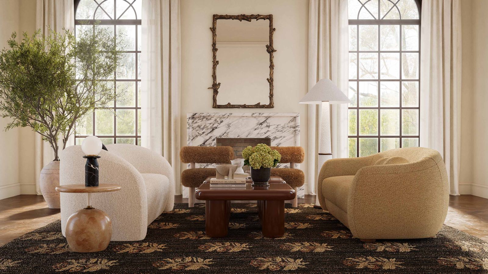 Judy Honey Boucle Sofa - Image 3