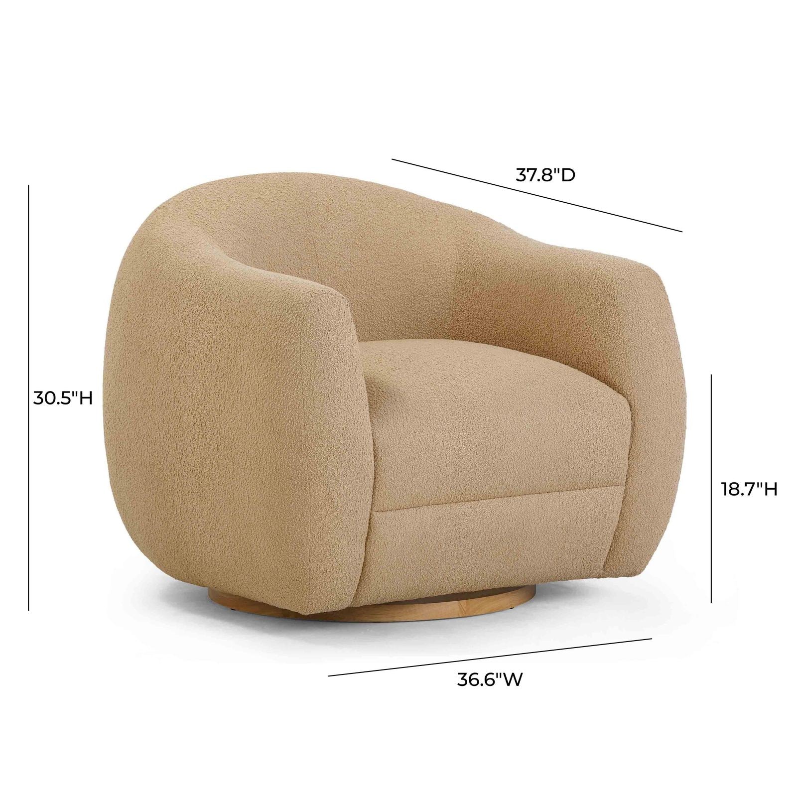 Judy Honey Boucle Swivel Chair - Image 8
