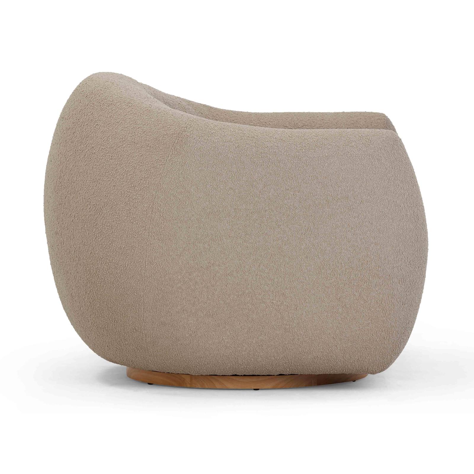 Judy Light Brown Boucle Swivel Chair - Image 3
