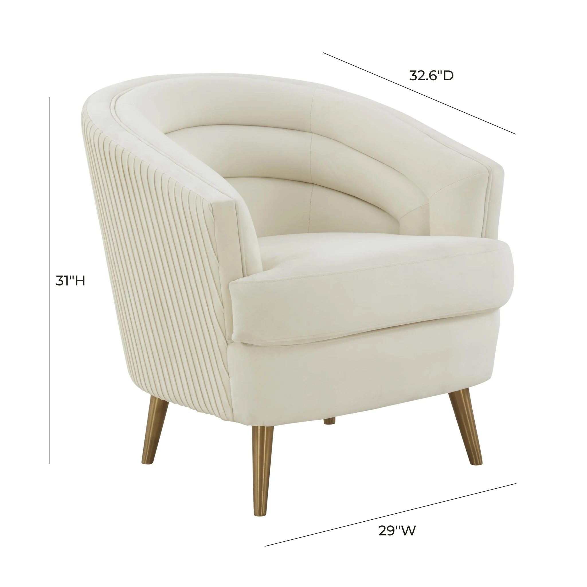 Jules Cream Velvet Accent Chair - Image 7