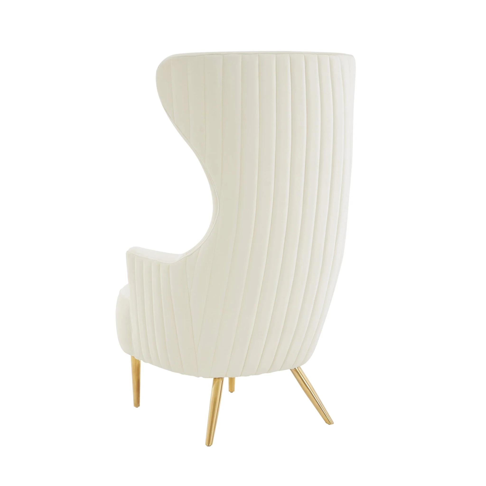 Julia Cream Velvet Channel Tufted Wingback Chair - Image 5