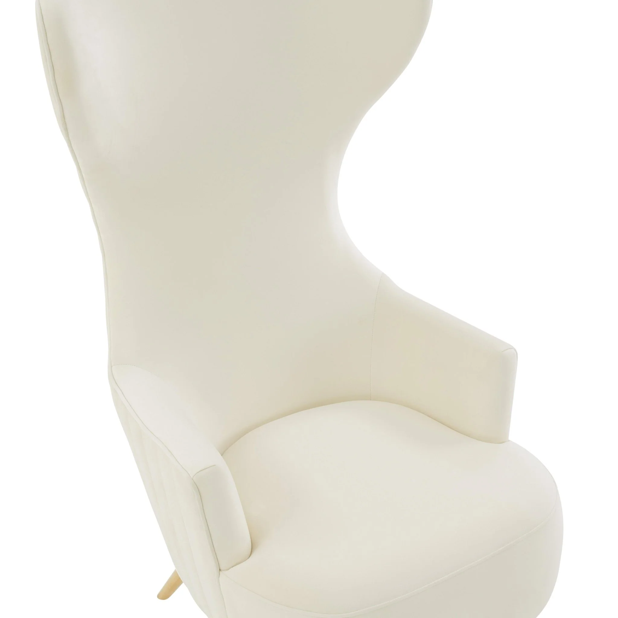 Julia Cream Velvet Channel Tufted Wingback Chair - Image 6