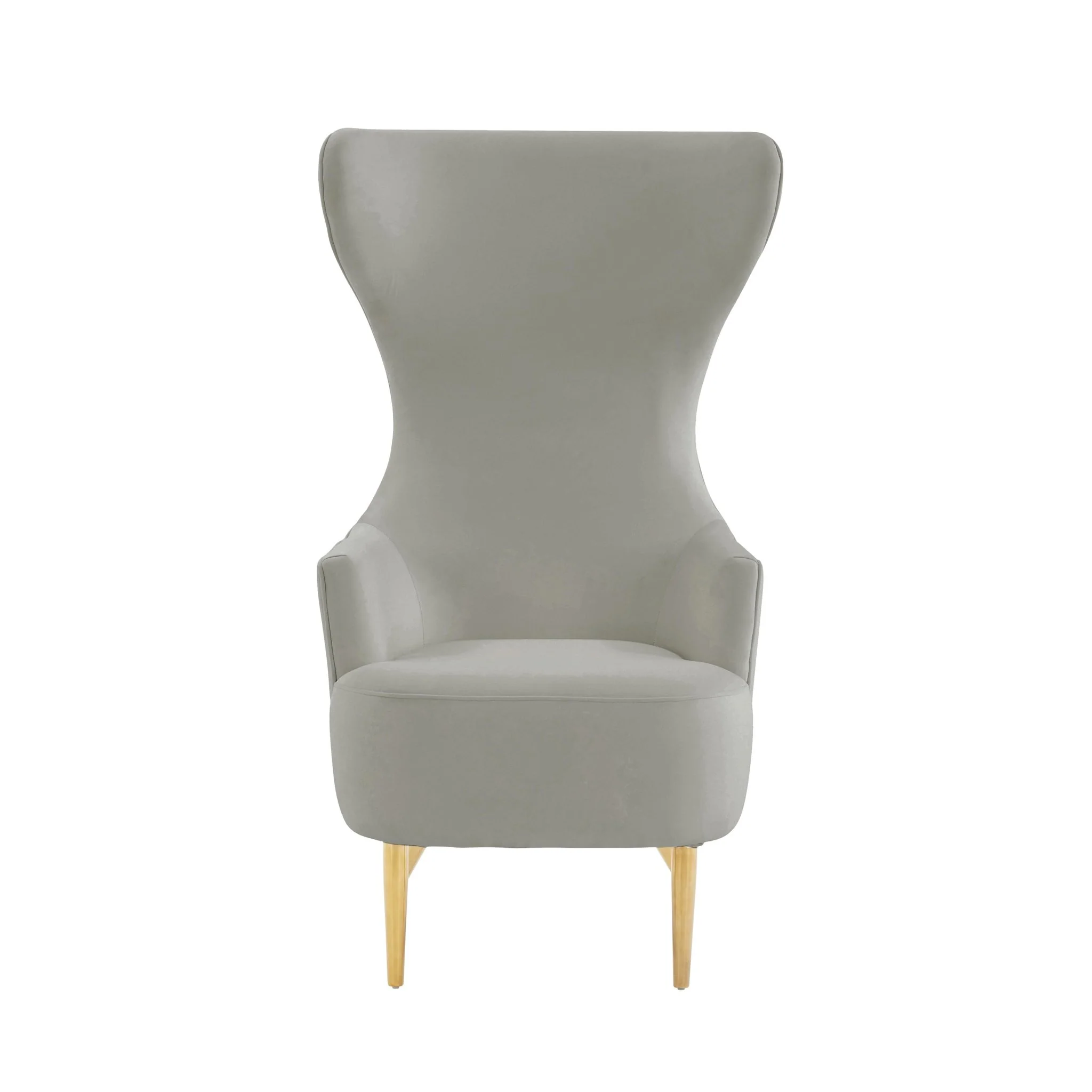 Julia Grey Velvet Channel Tufted Wingback Chair - Image 3