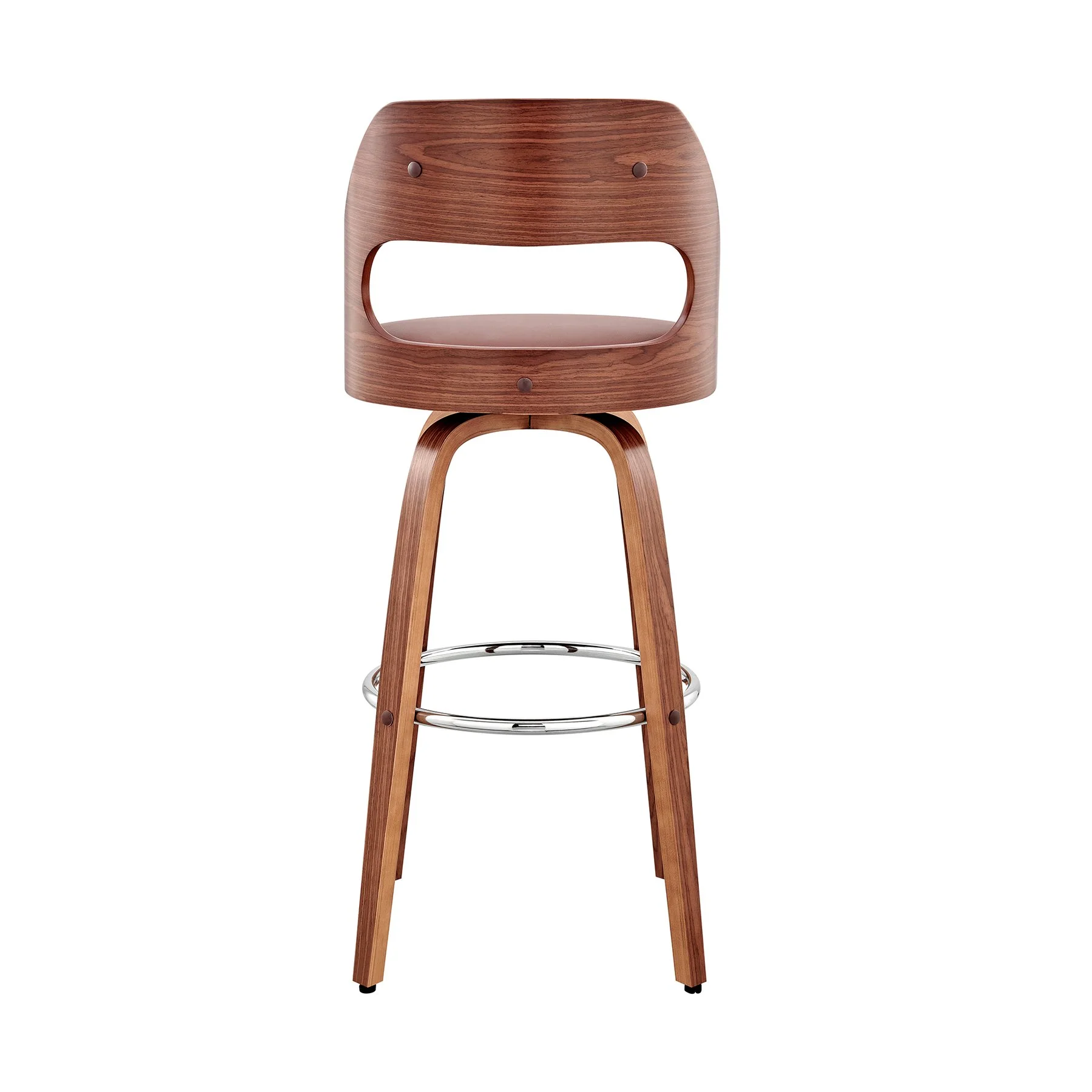 Julius 26" Brown Faux Leather and Walnut Wood Bar Stool - Image 5