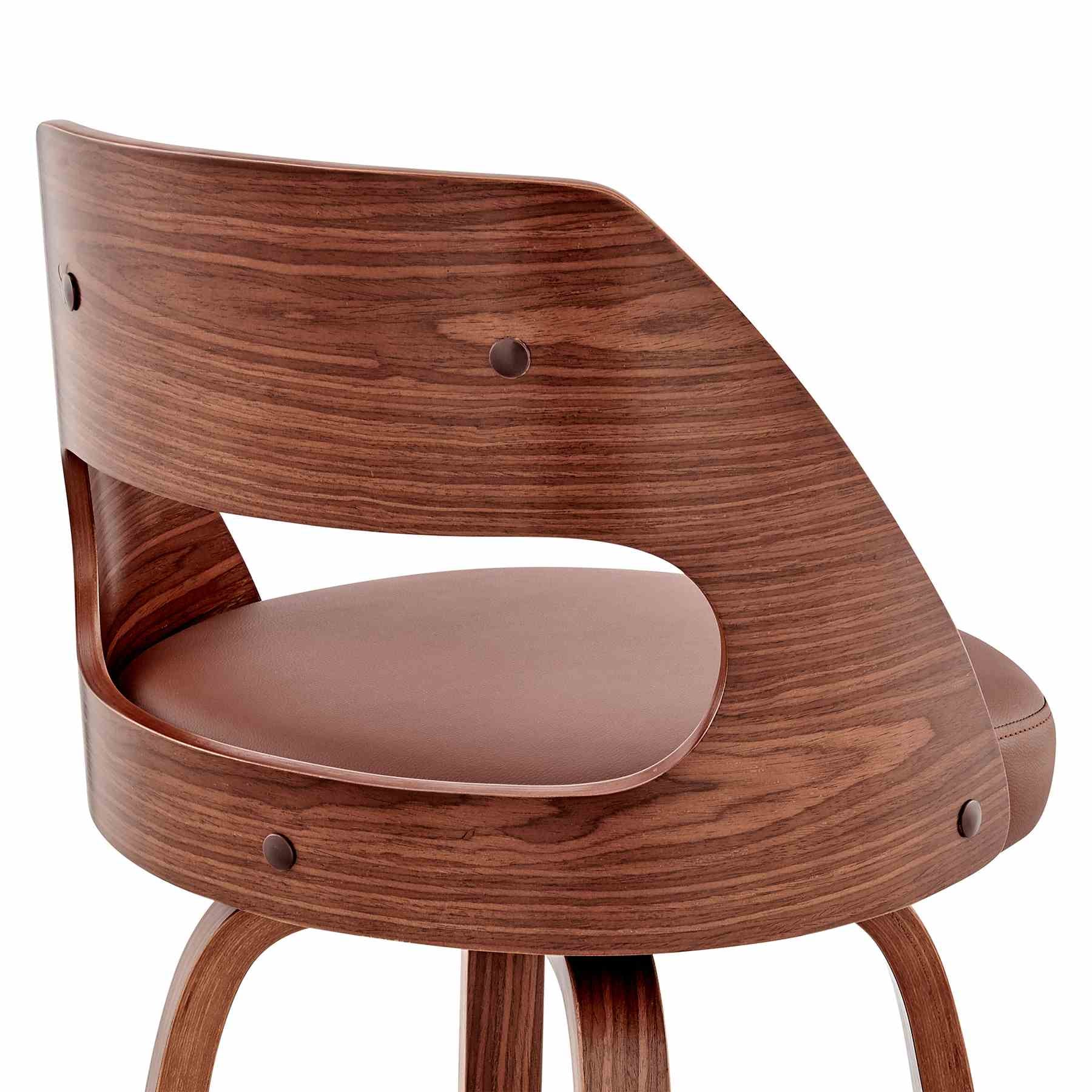 Julius 26" Brown Faux Leather and Walnut Wood Bar Stool - Image 7