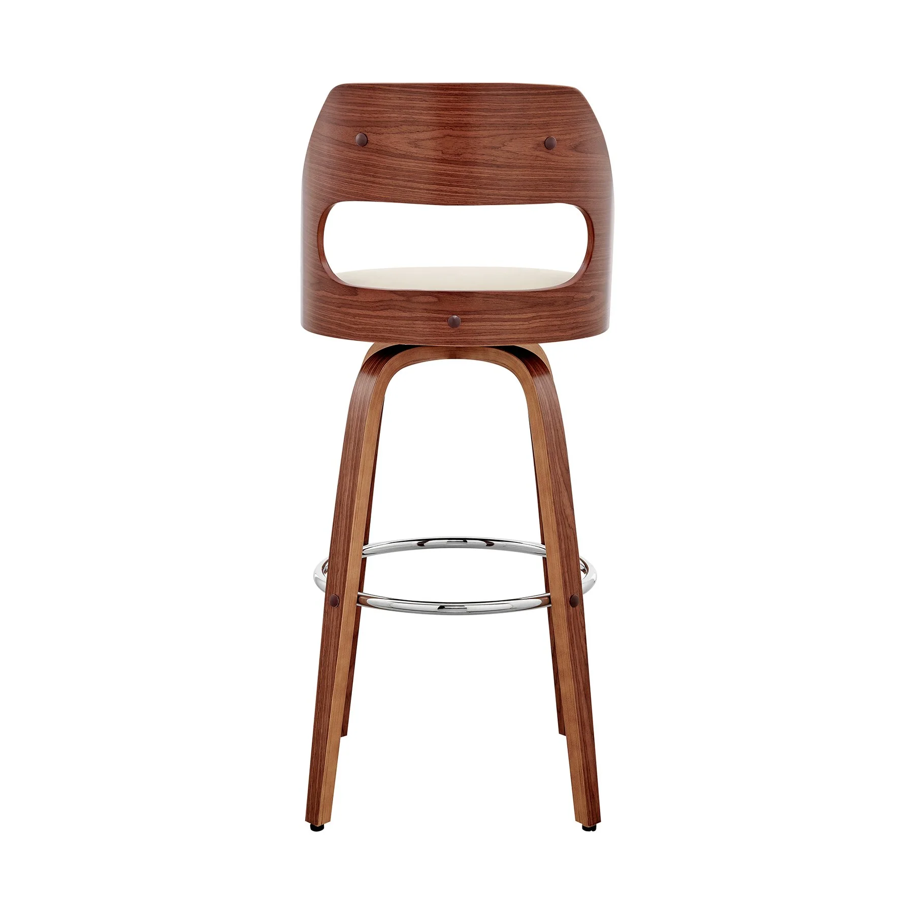 Julius 26" Cream Faux Leather and Walnut Wood Bar Stool - Image 5