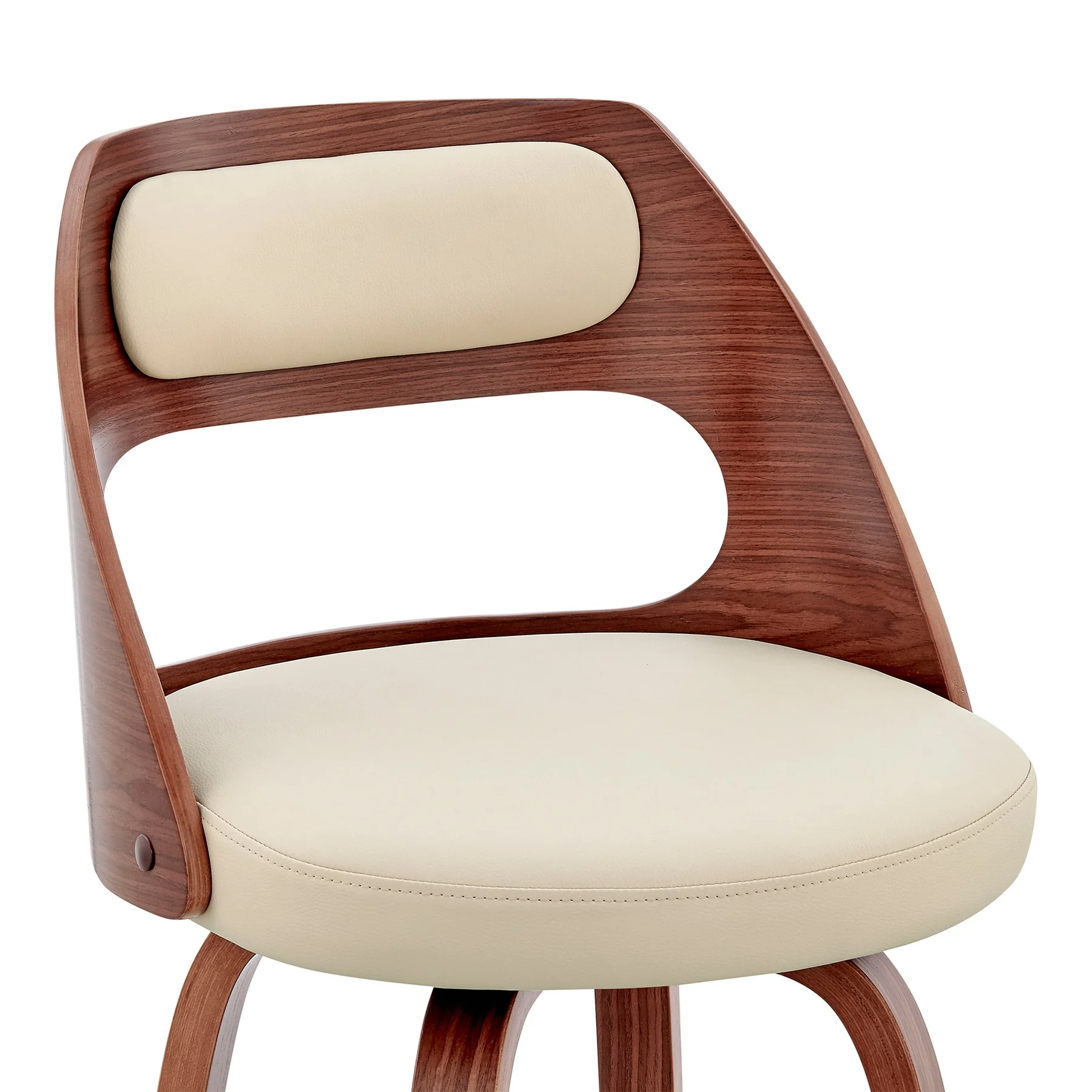 Julius 26" Cream Faux Leather and Walnut Wood Bar Stool - Image 6