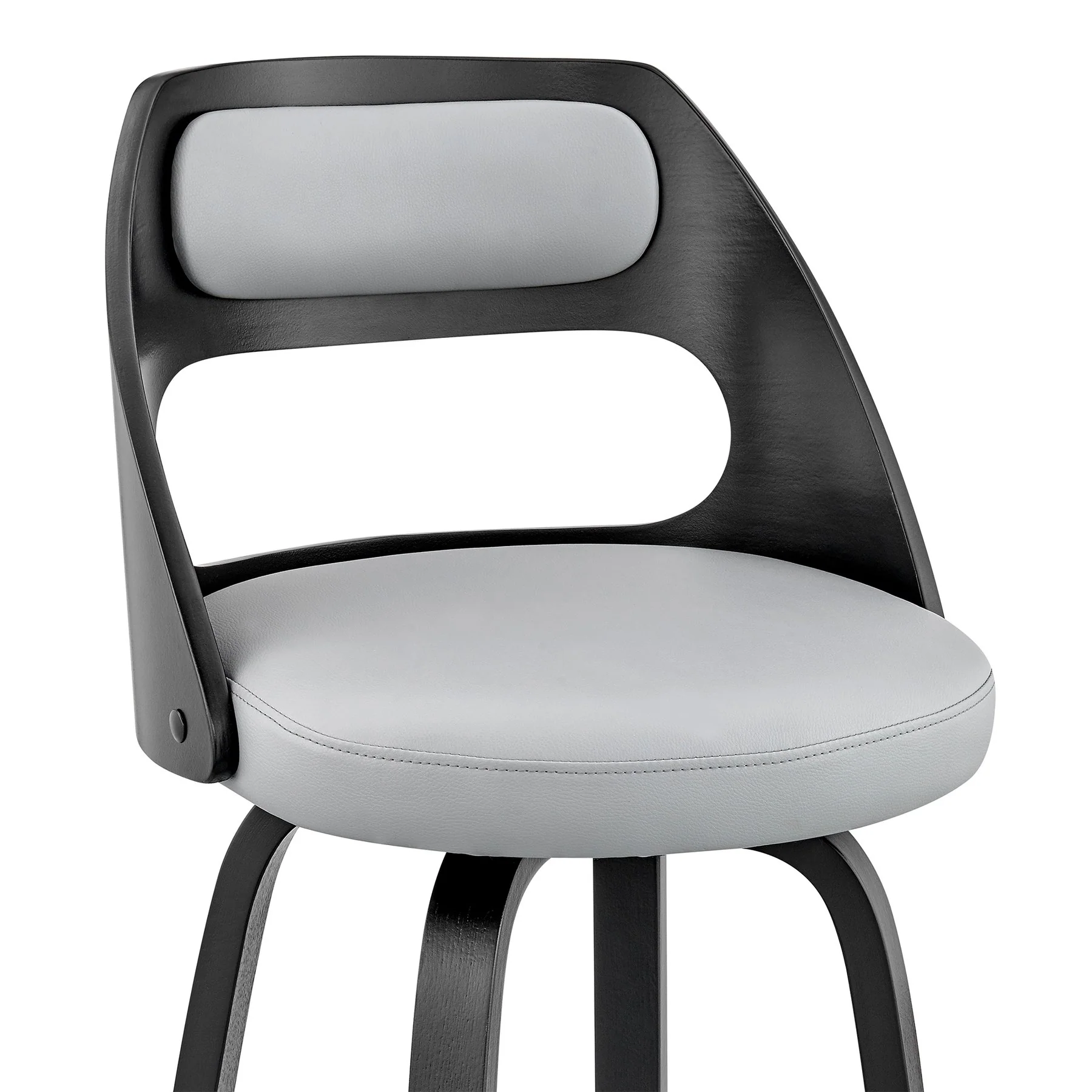 Julius 26" Gray Faux Leather and Black Wood Bar Stool - Image 6