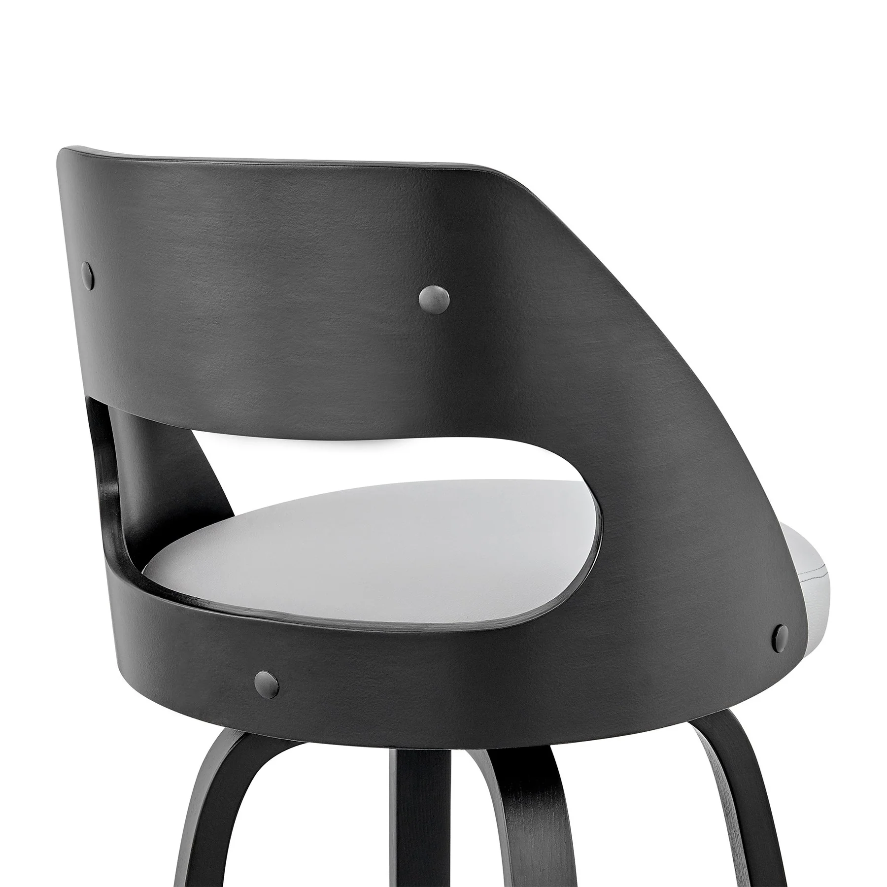 Julius 26" Gray Faux Leather and Black Wood Bar Stool - Image 7