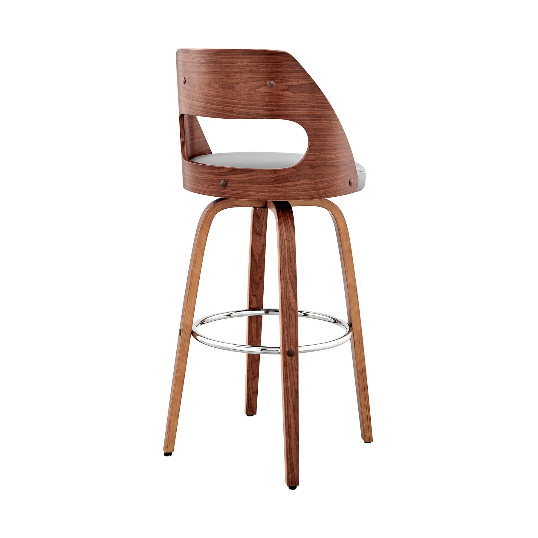 Julius 26" Gray Faux Leather and Walnut Wood Bar Stool - Image 4