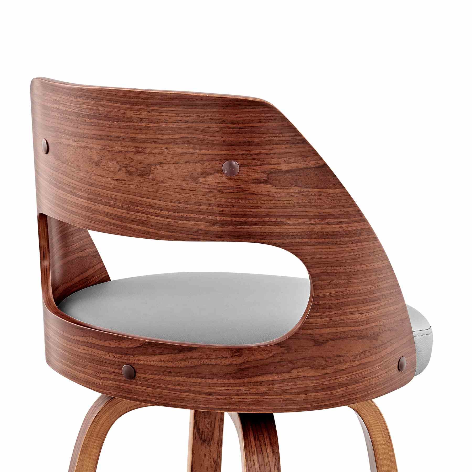 Julius 26" Gray Faux Leather and Walnut Wood Bar Stool - Image 7