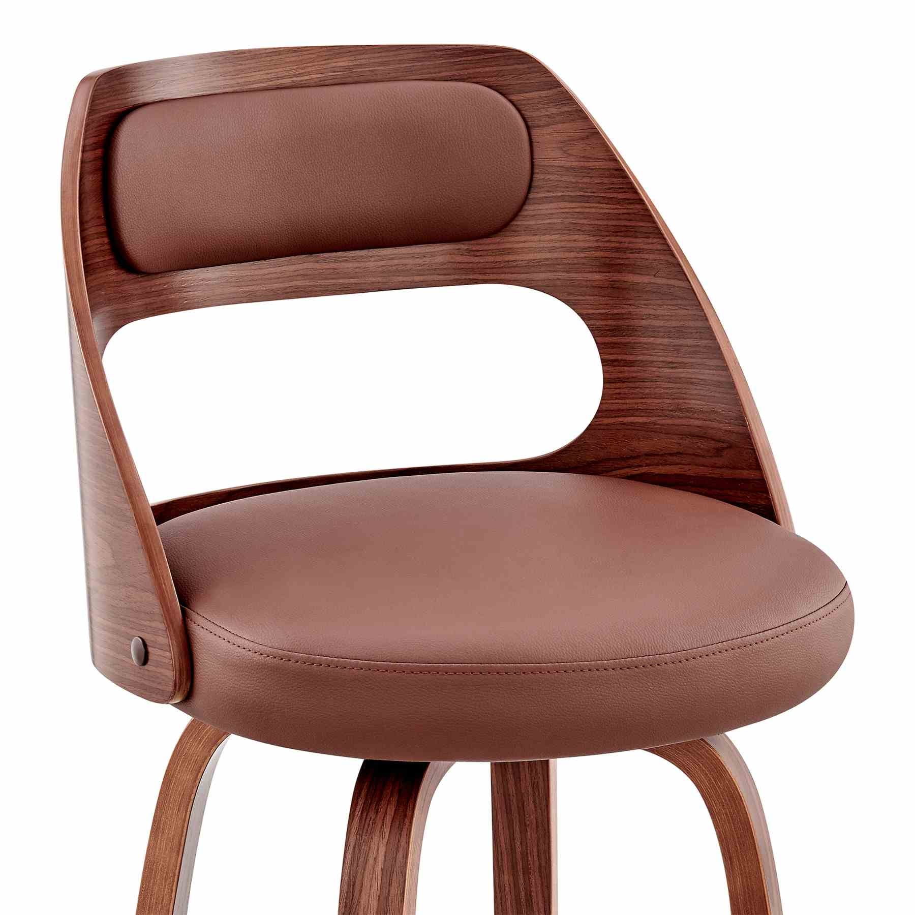 Julius 30" Brown Faux Leather and Walnut Wood Bar Stool - Image 6
