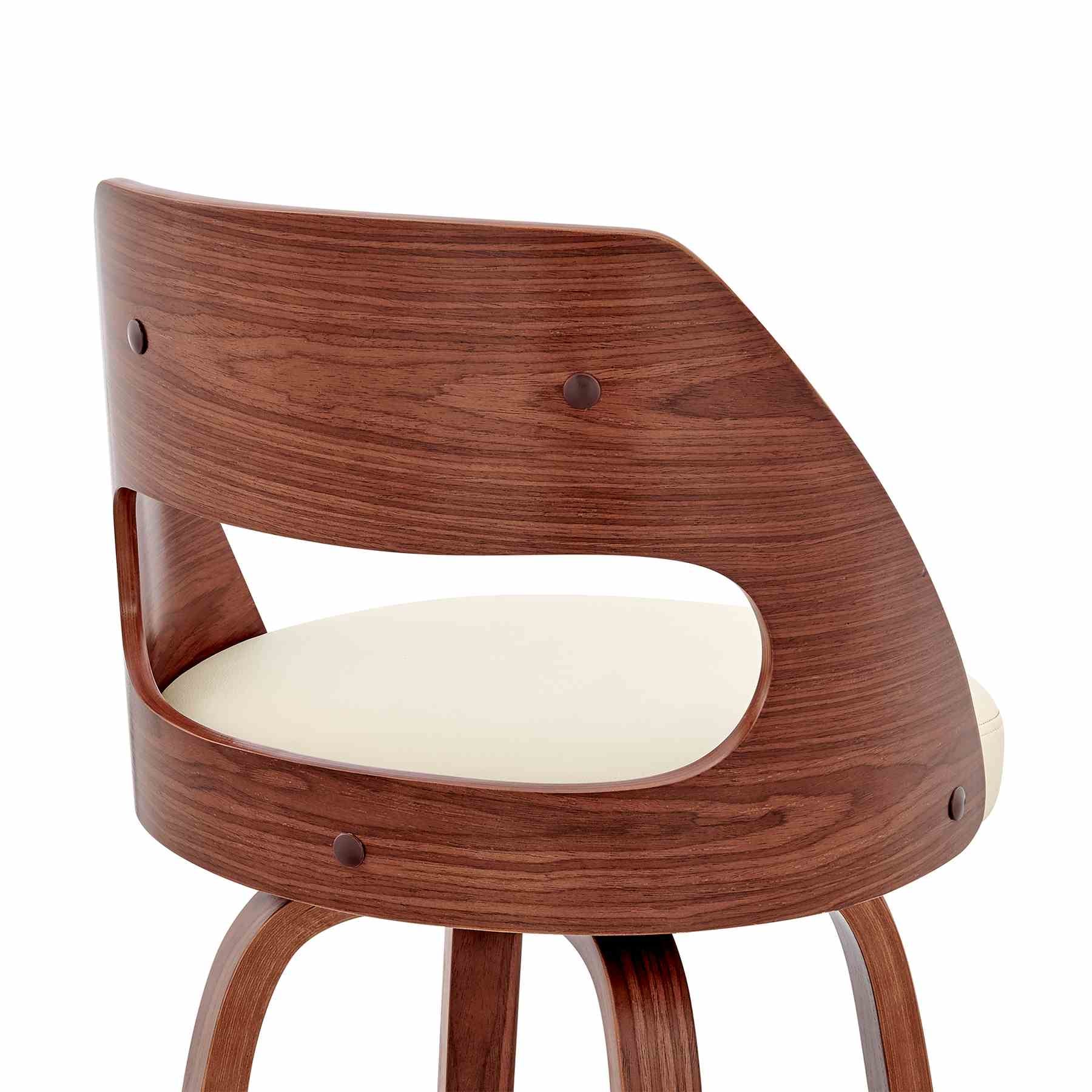 Julius 30" Cream Faux Leather and Walnut Wood Bar Stool - Image 7