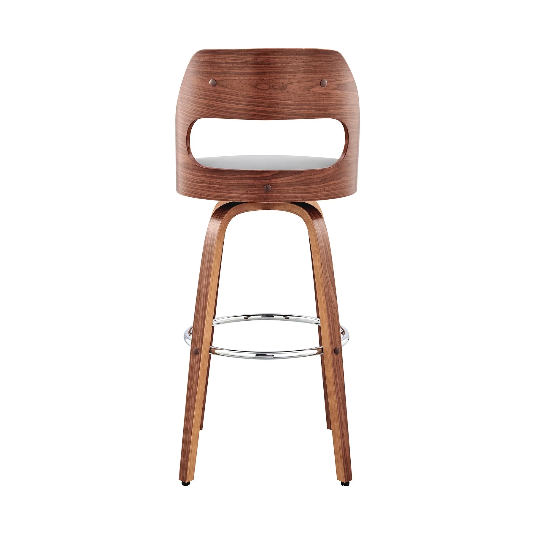 Julius 30" Gray Faux Leather and Walnut Wood Bar Stool - Image 5