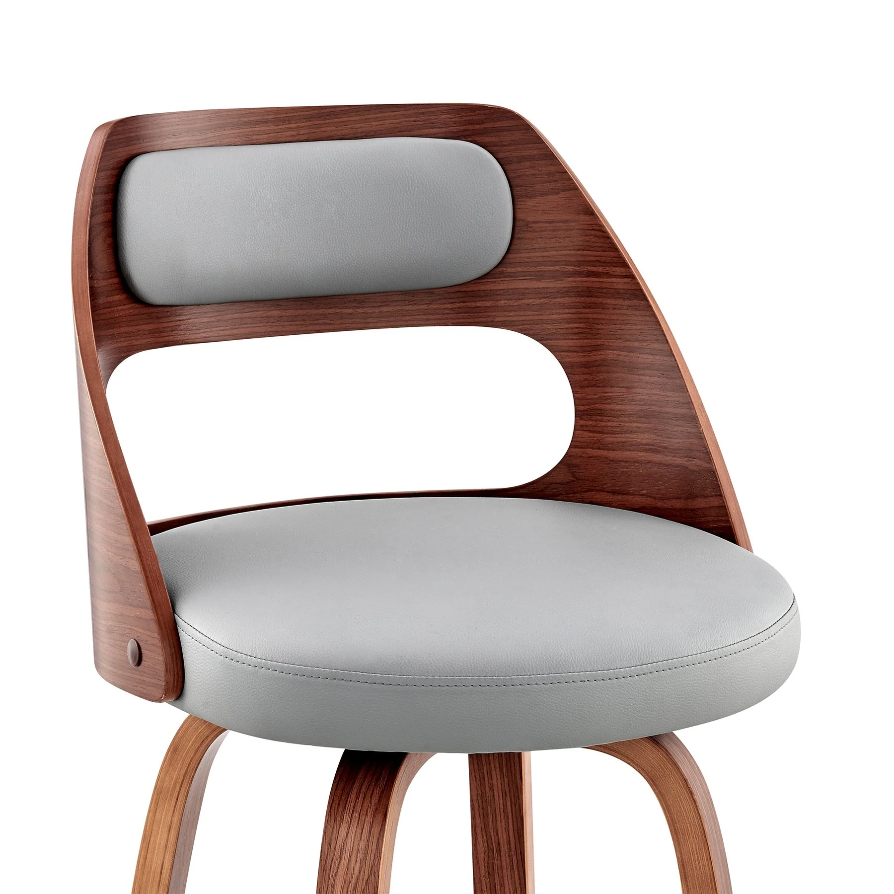 Julius 30" Gray Faux Leather and Walnut Wood Bar Stool - Image 6