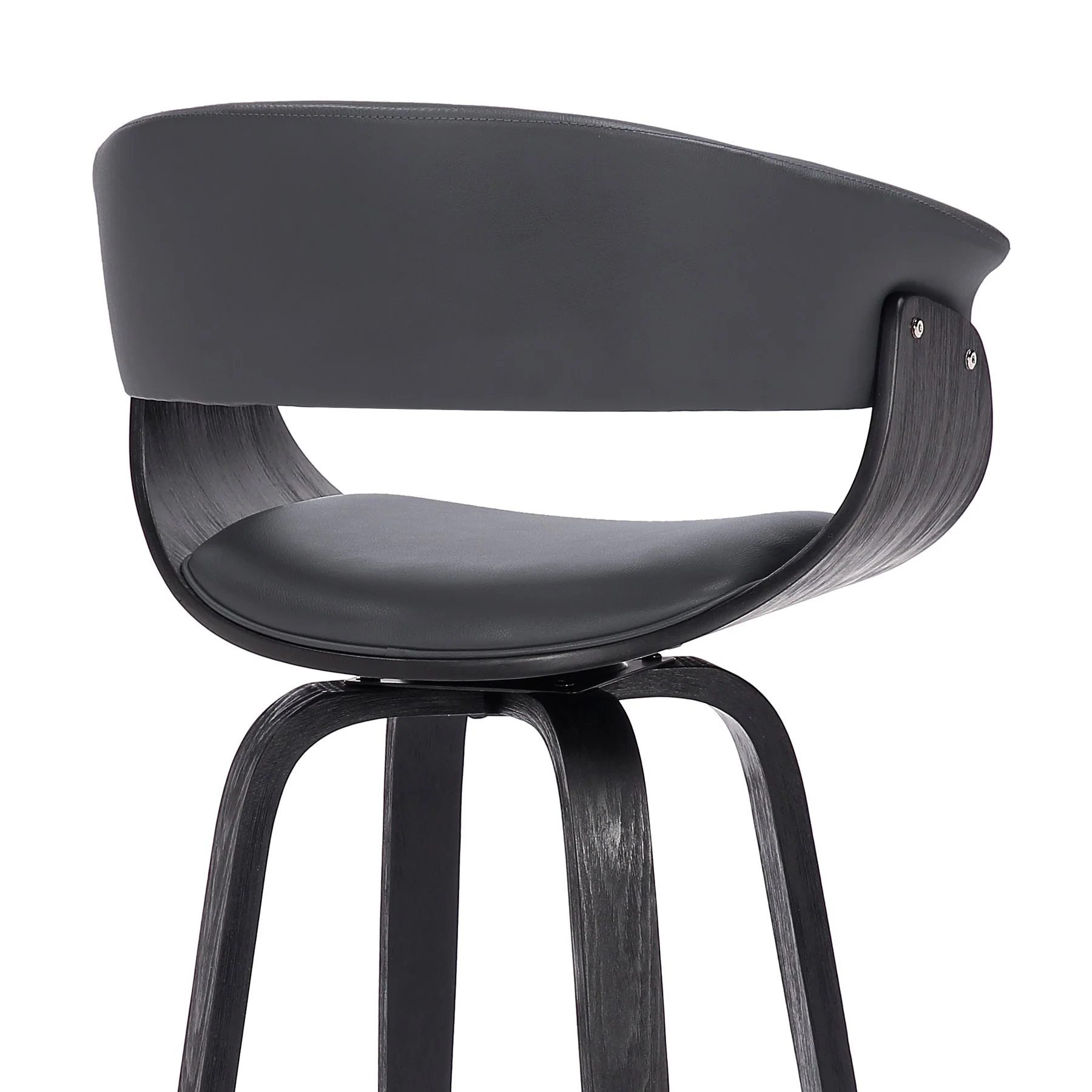 Julyssa 26" Counter Height Swivel Gray Faux Leather and Black Wood Bar Stool - Image 7