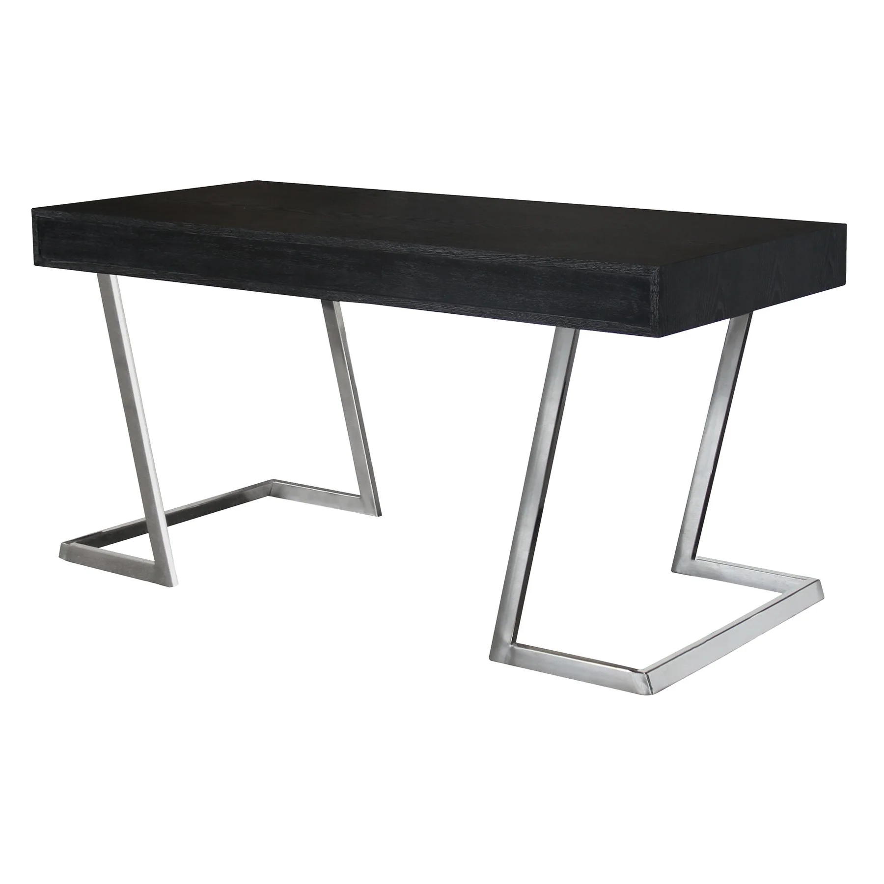 Juniper Contemporary Desk with Polished Stainless Steel Finish and Black Top - Image 2