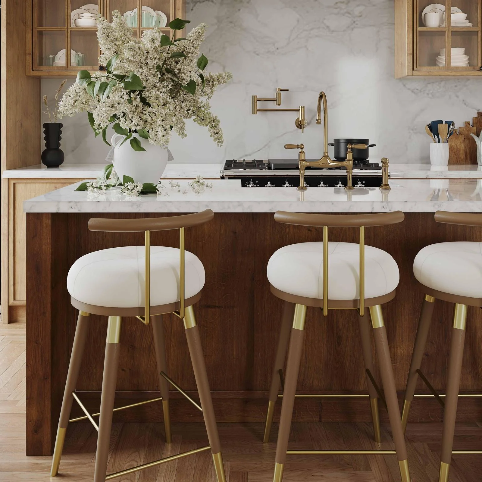 Juniper Cream Velvet Barstool - Image 2