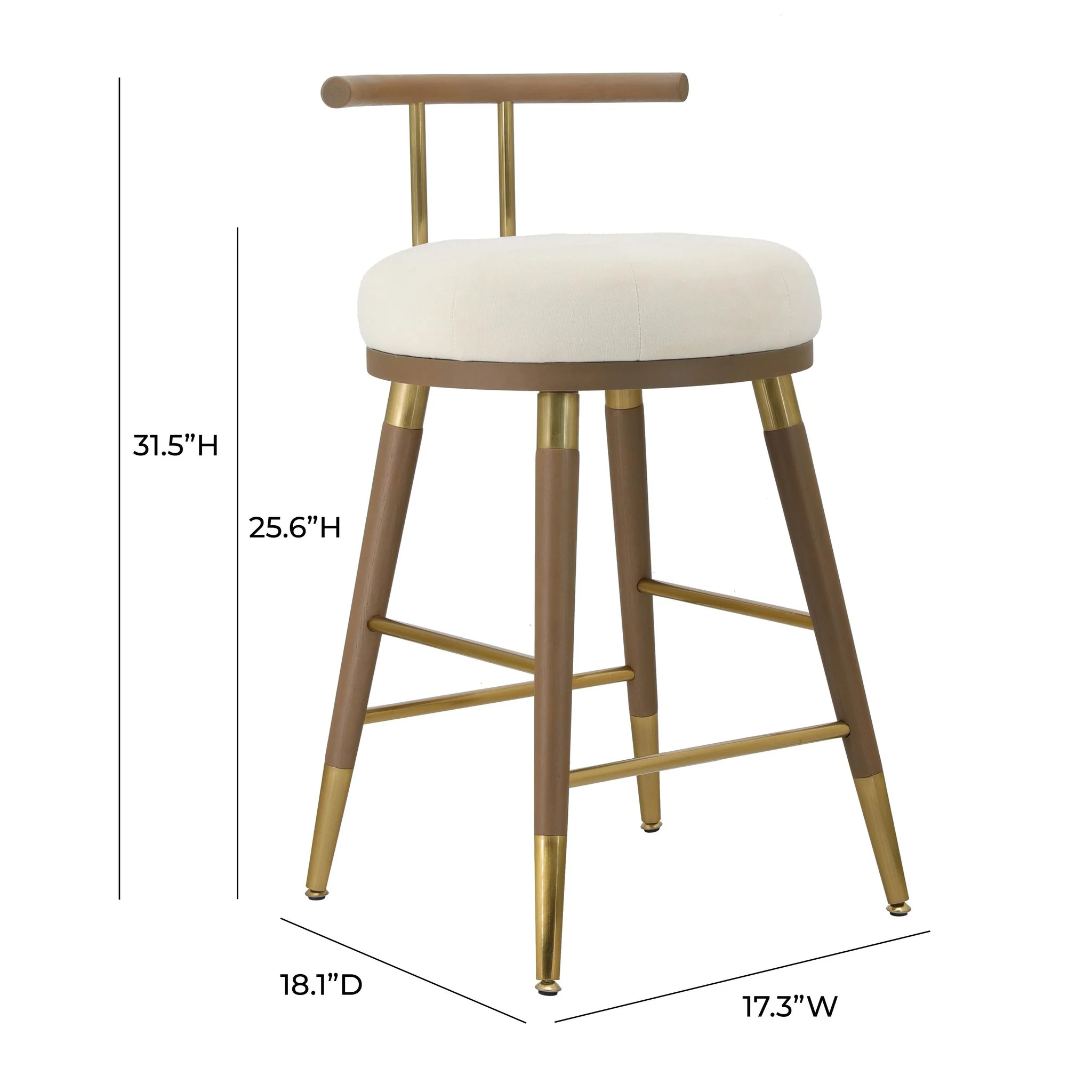 Juniper Cream Velvet Counter Stool - Image 6