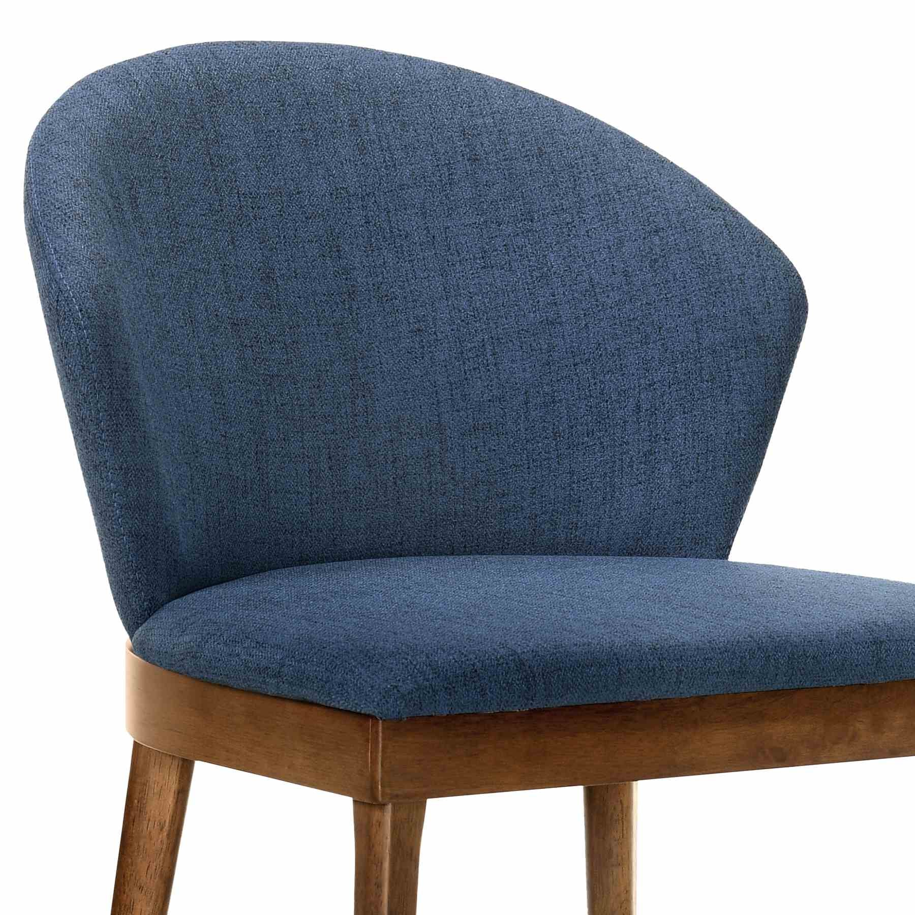 Juno Blue Fabric and Walnut Wood Dining Side Chairs - Set of 2 - Image 5