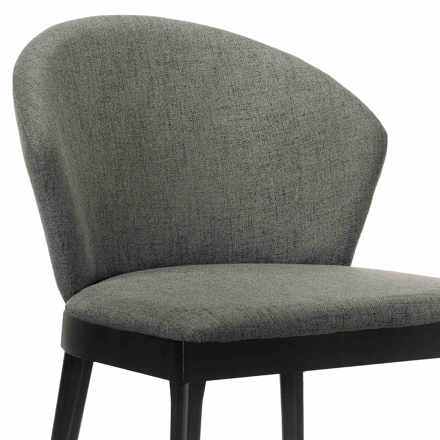 Juno Charcoal Fabric and Black Wood Dining Side Chairs - Set of 2 - Image 5