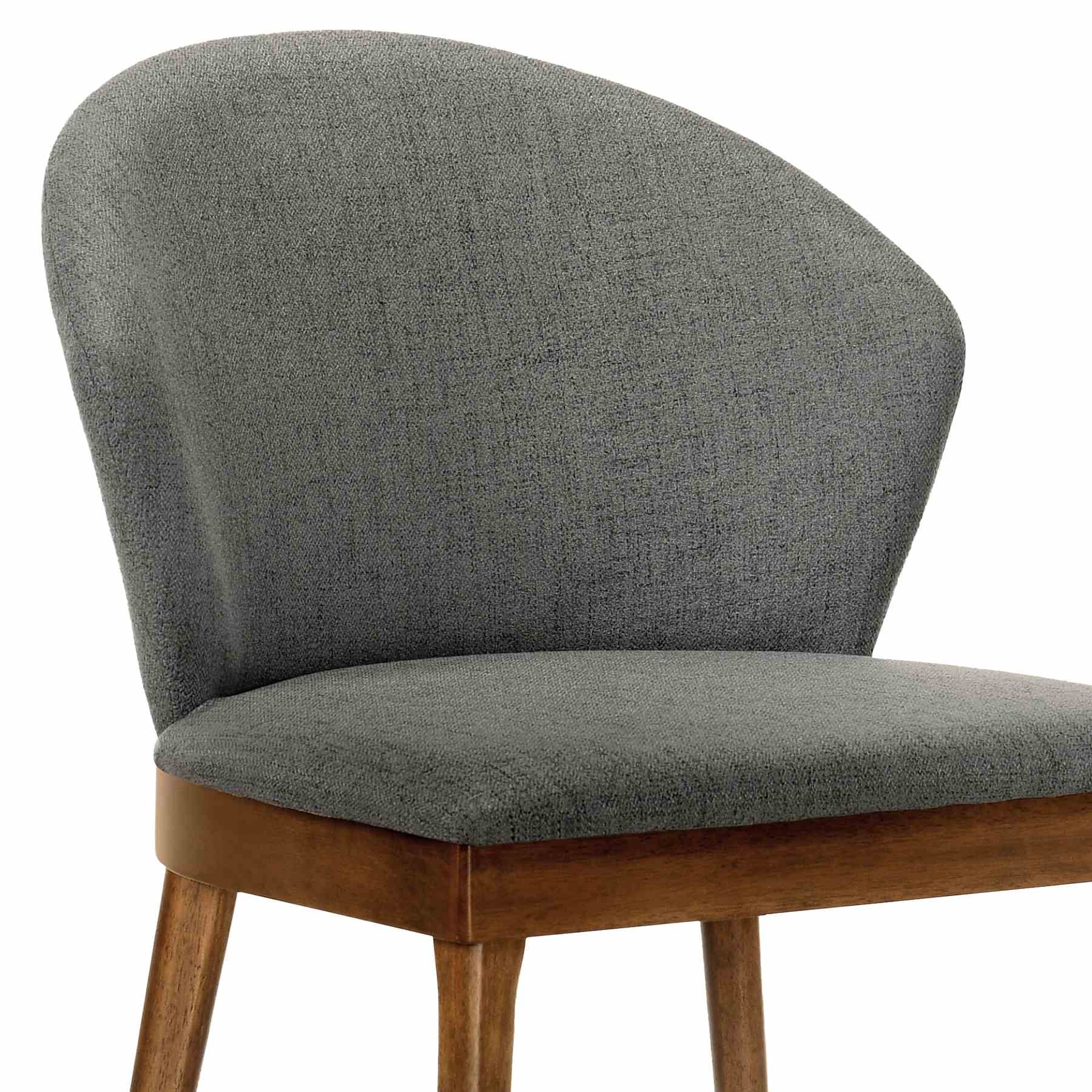 Juno Charcoal Fabric and Walnut Wood Dining Side Chairs - Set of 2 - Image 5