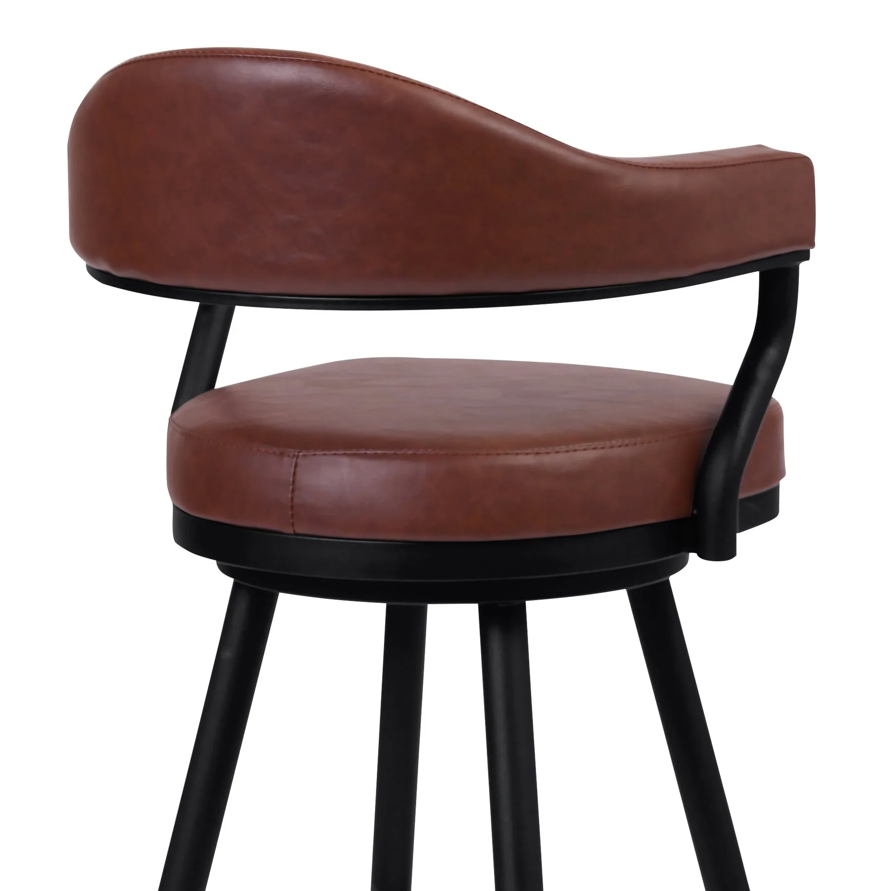 Justin 26" Counter Height Swivel Vintage Coffee Faux Leather Bar Stool with Black Metal Legs - Image 4