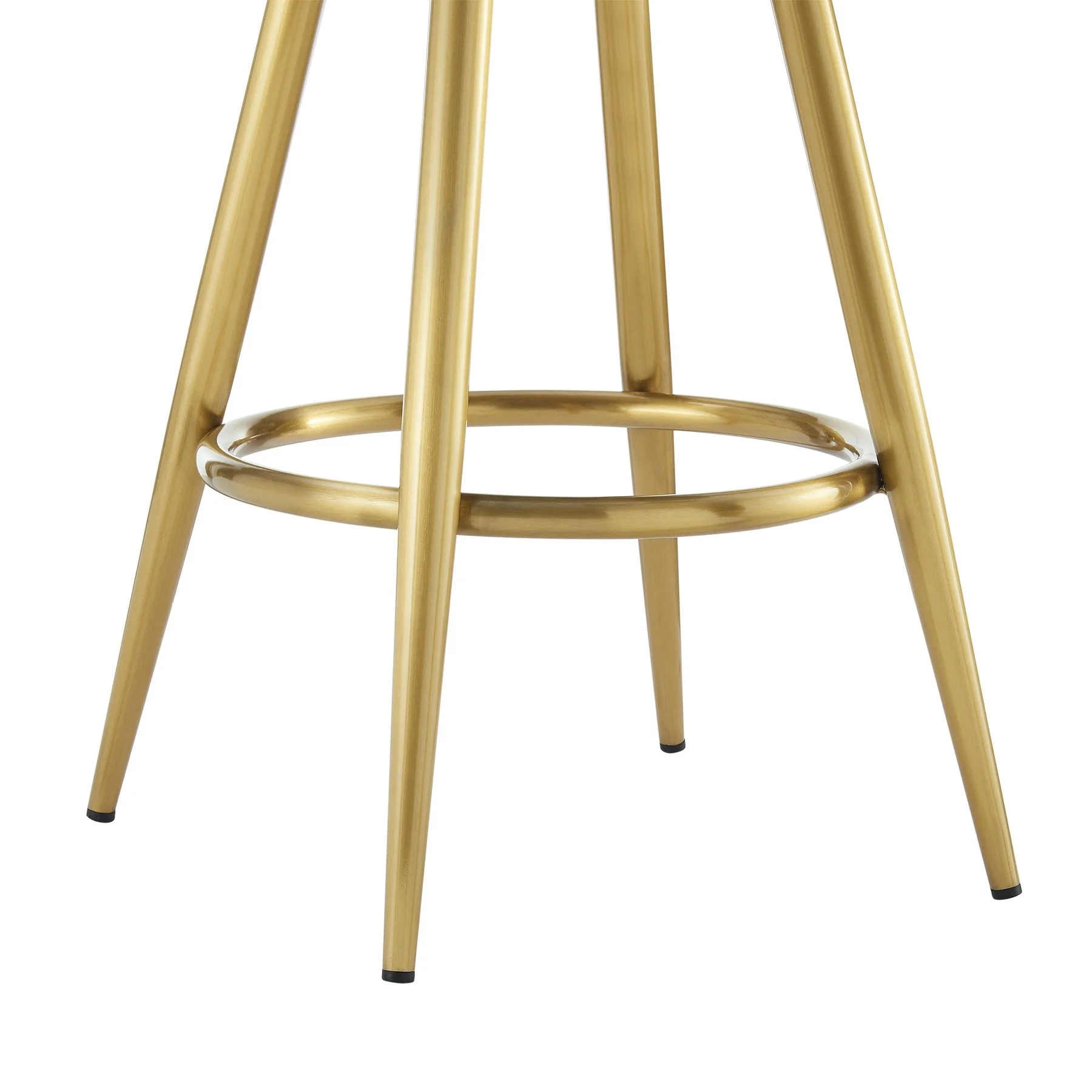 Justin 30" Swivel Bar Stool with Gold Brushed Stainless Steel and Taupe Fabric - Image 8
