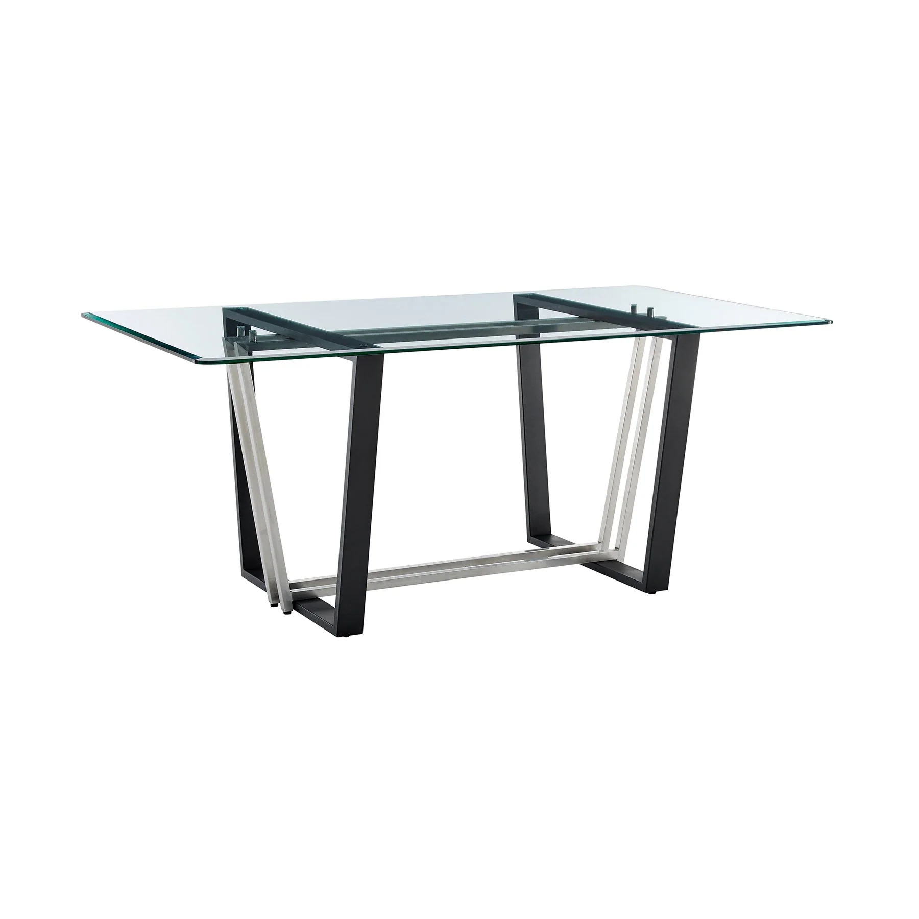 Kai Anastasia 5 Piece Rectangular Glass Dining Table Set with Brushed Stainless Steel and Charcoal Fabric - Image 5