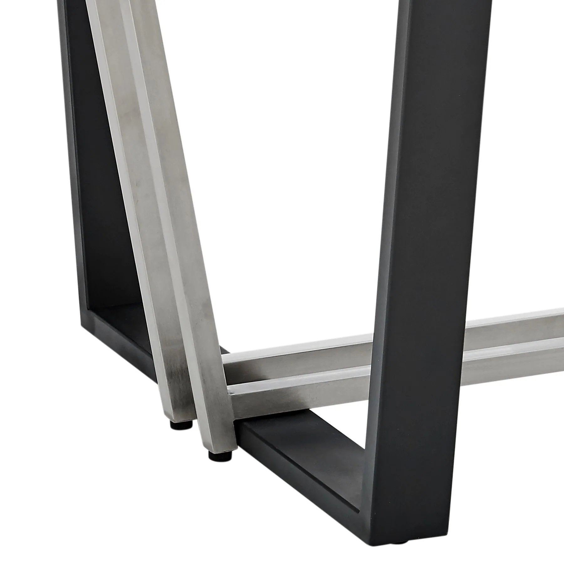 Kai Anastasia 5 Piece Rectangular Glass Dining Table Set with Brushed Stainless Steel and Charcoal Fabric - Image 9