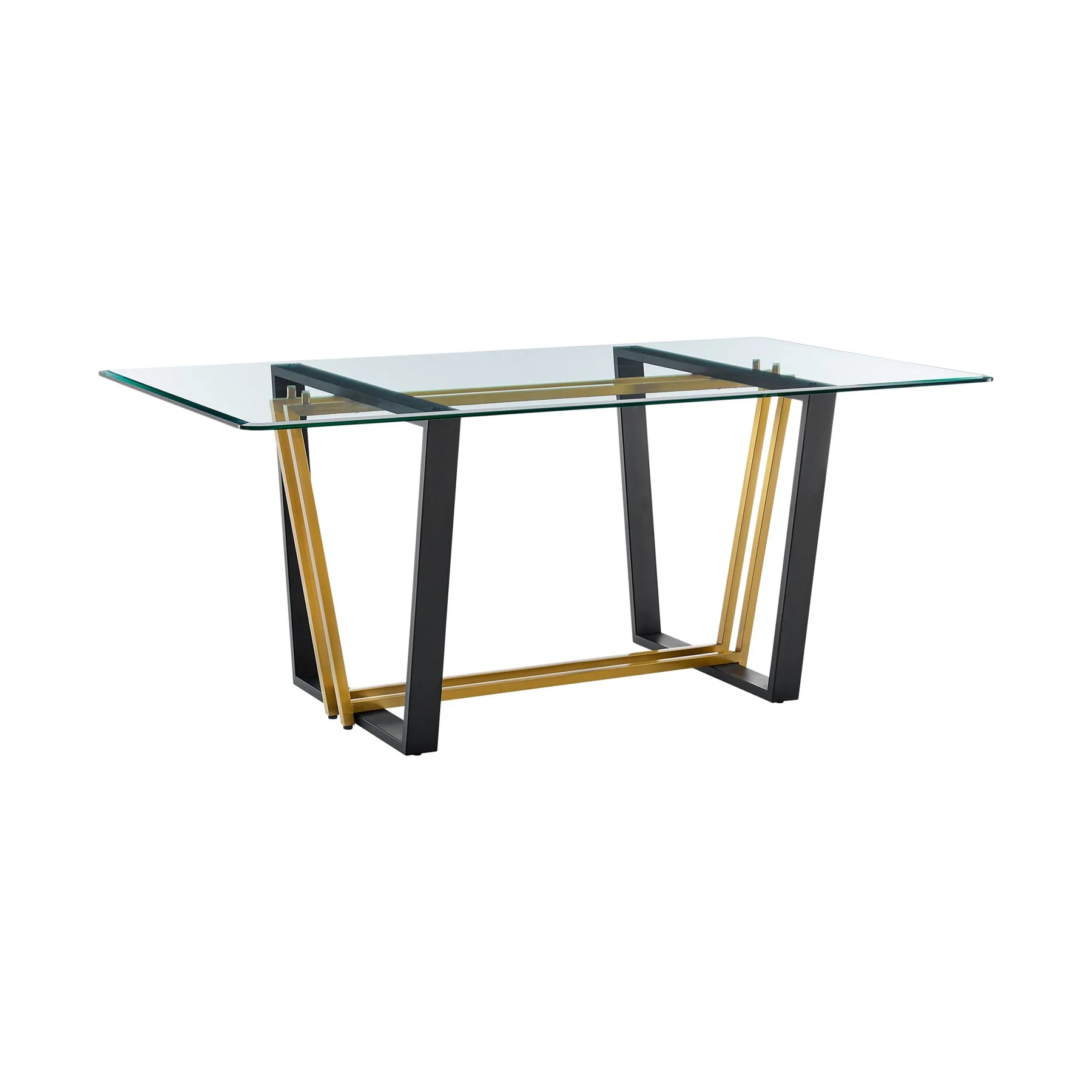 Kai Anastasia 5 Piece Rectangular Glass Dining Table Set with Gold Brushed Stainless Steel and Taupe Fabric - Image 4