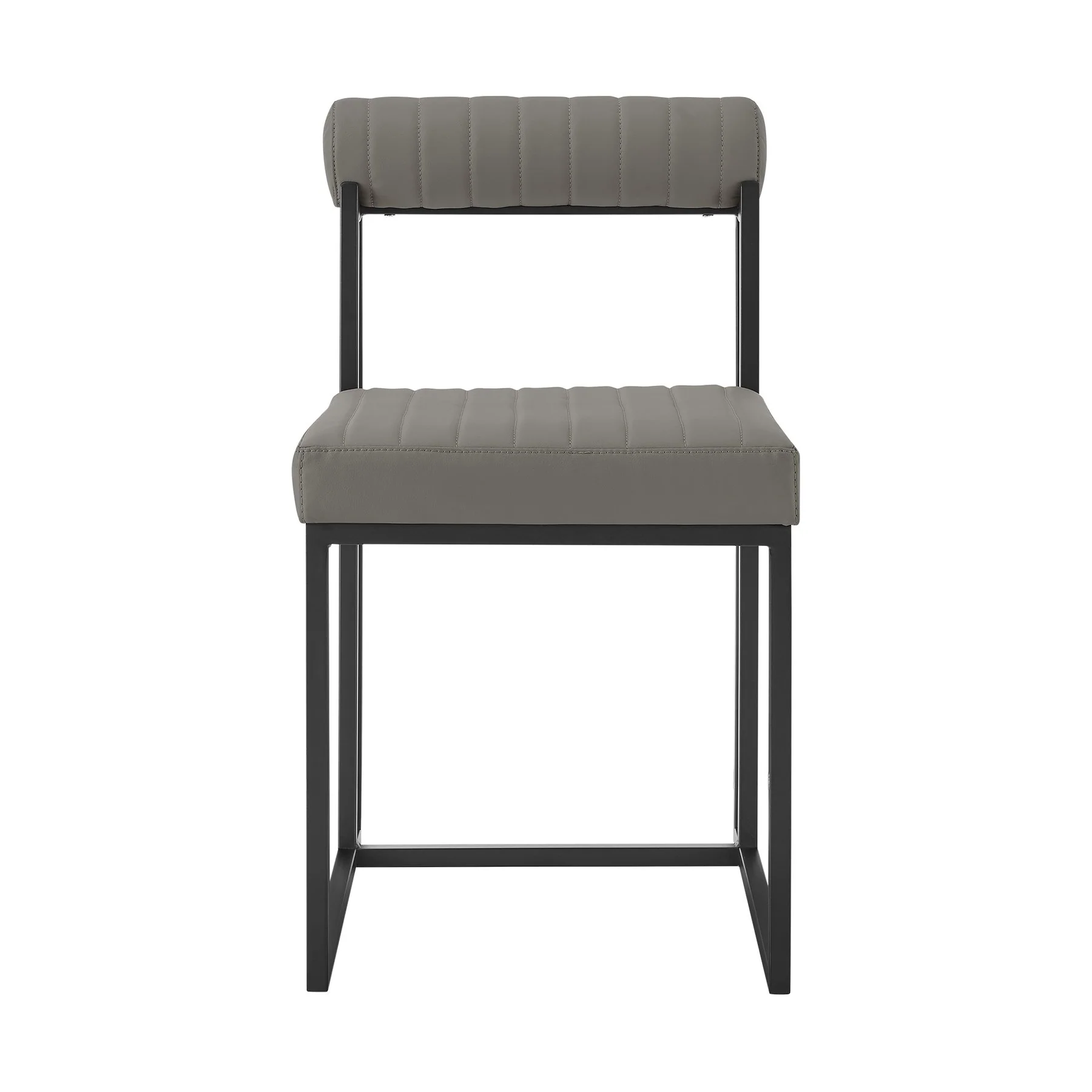 Kai Anastasia 5 Piece Rectangular Glass Dining Table Set with Matte Black Iron and Light Gray Faux Leather - Image 3