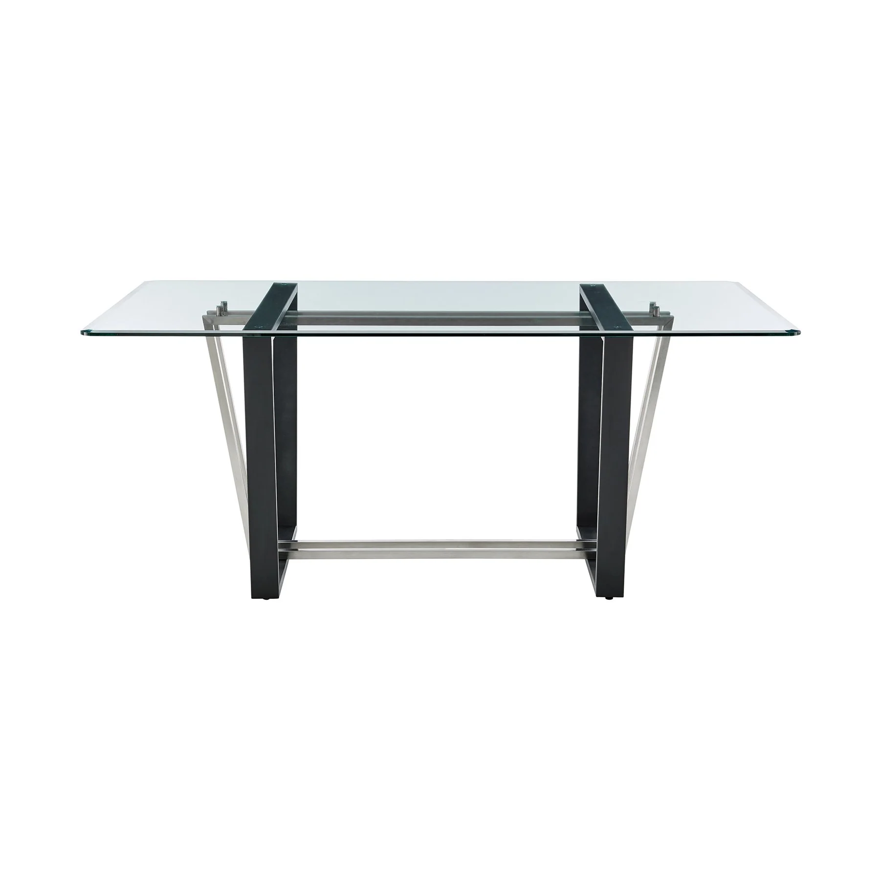 Kai Anastasia 7 Piece Rectangular Glass Dining Table Set with Matte Black Iron and Anchor Gray Fabric - Image 4