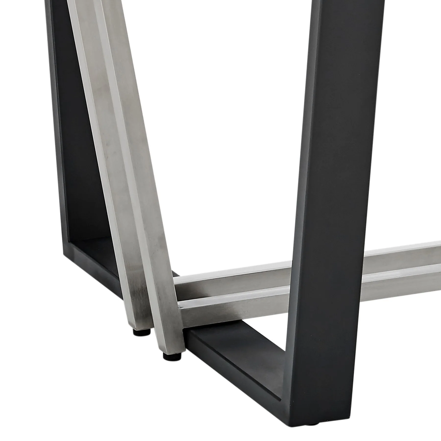 Kai Anastasia 7 Piece Rectangular Glass Dining Table Set with Matte Black Iron and Light Gray Faux Leather - Image 9