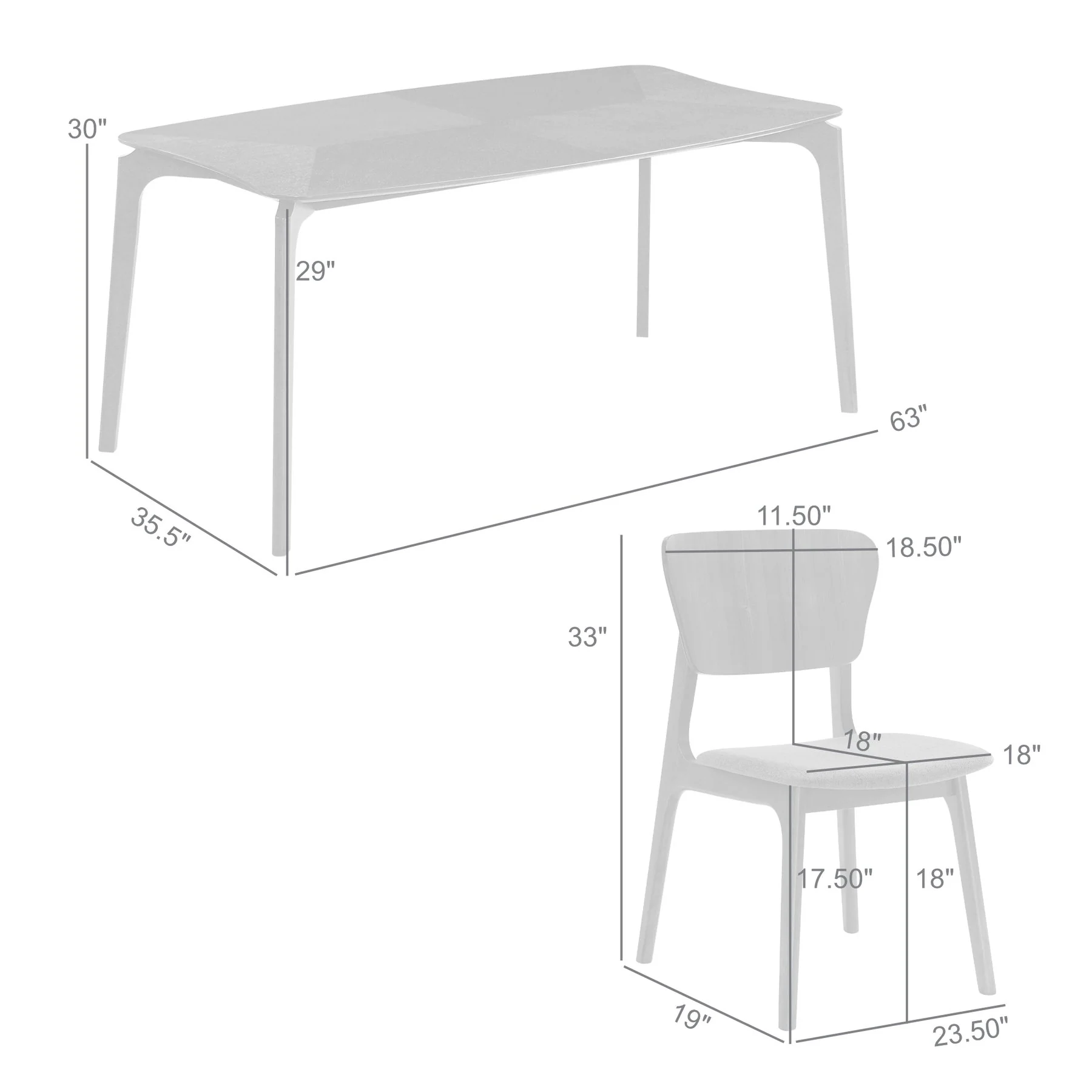 Kalia 5 Piece Wood Dining Set in Gray Finish with Gray Fabric - Image 10